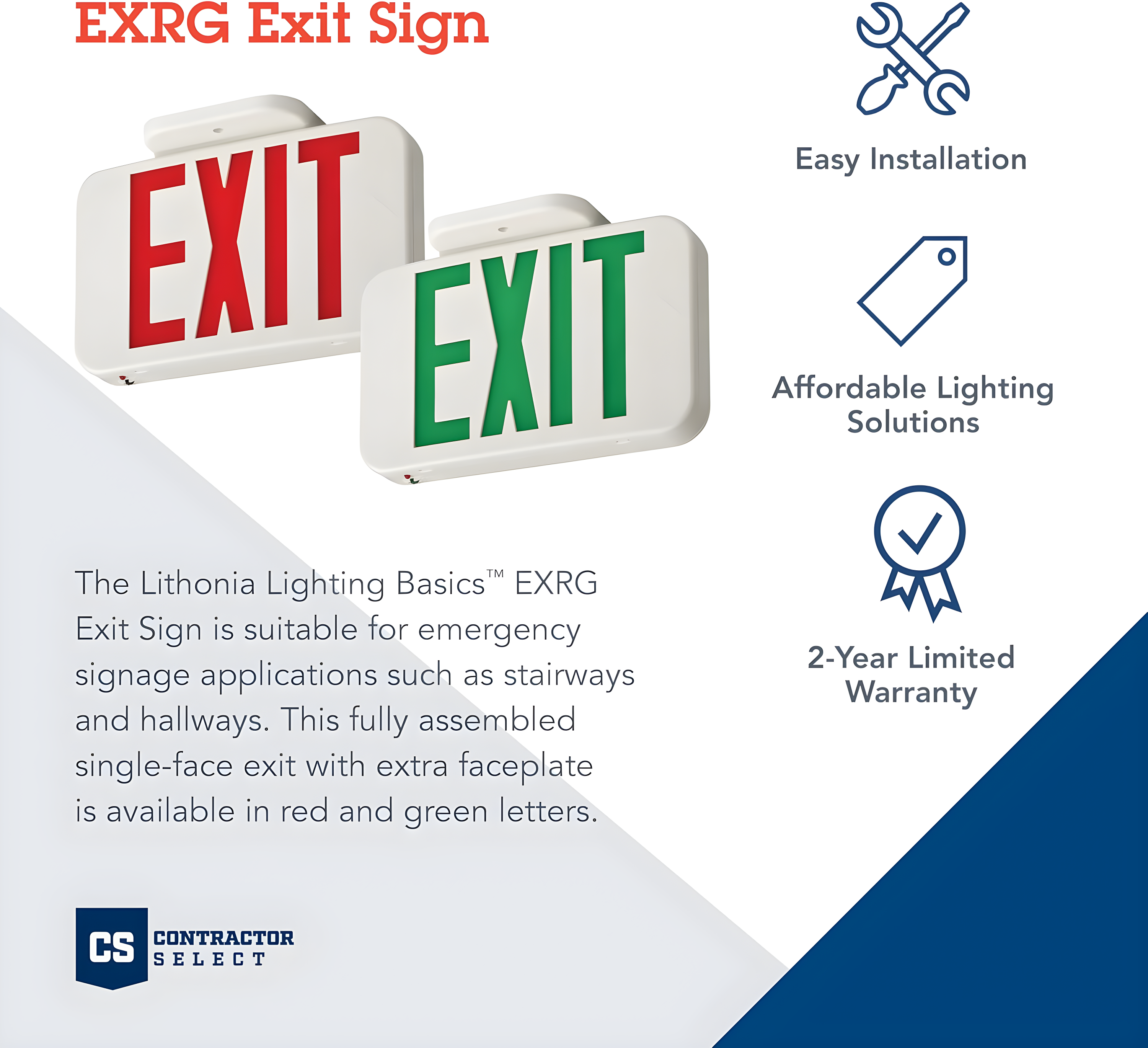 Lithonia Lighting Exrg El Contractor Select Exrg Integrated Led Exit Sign - White
