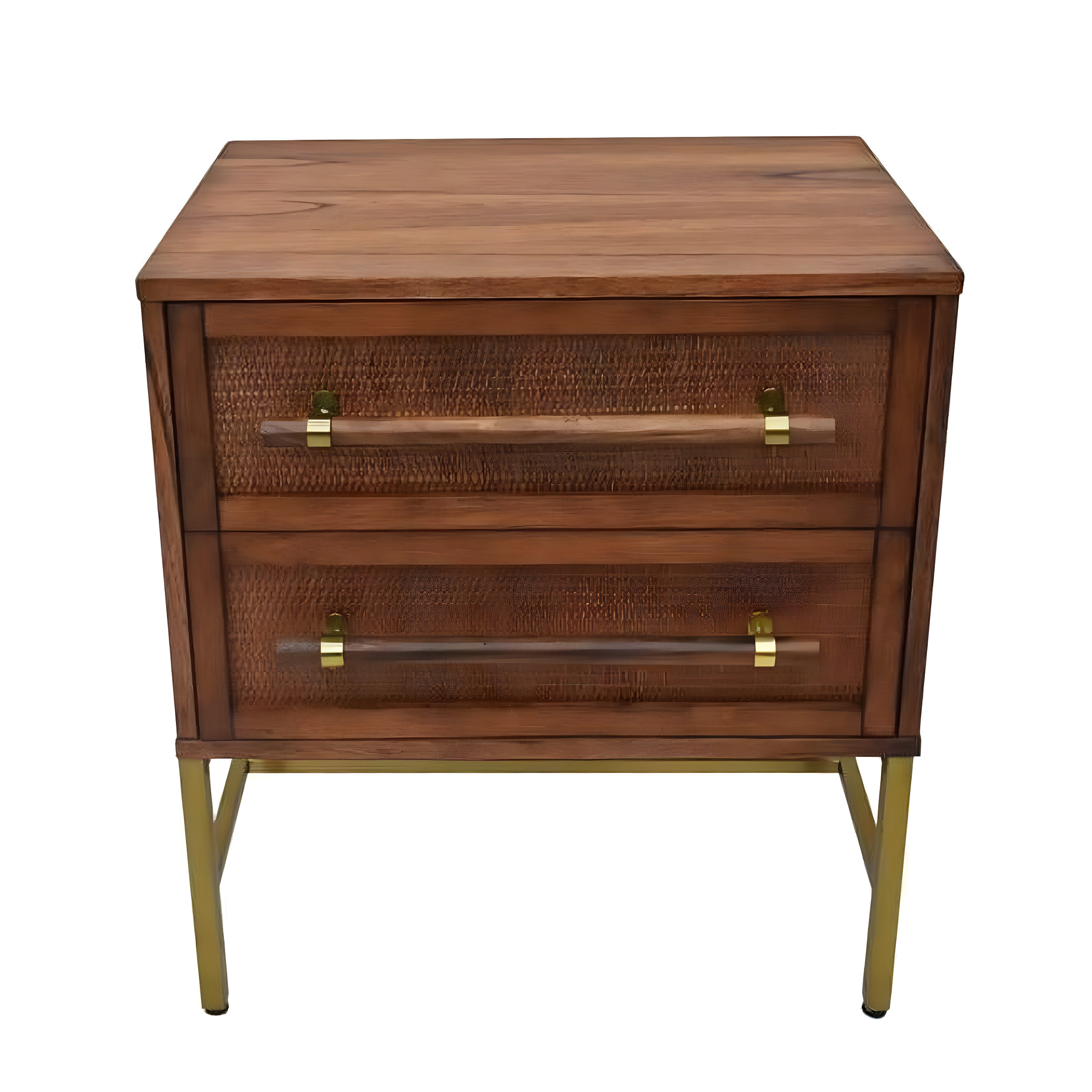 Hopper Studio Hopper Studio Sophia Solid Wood 2-Drawer Rattan Nightstand, Stylish Storage For Modern Homes