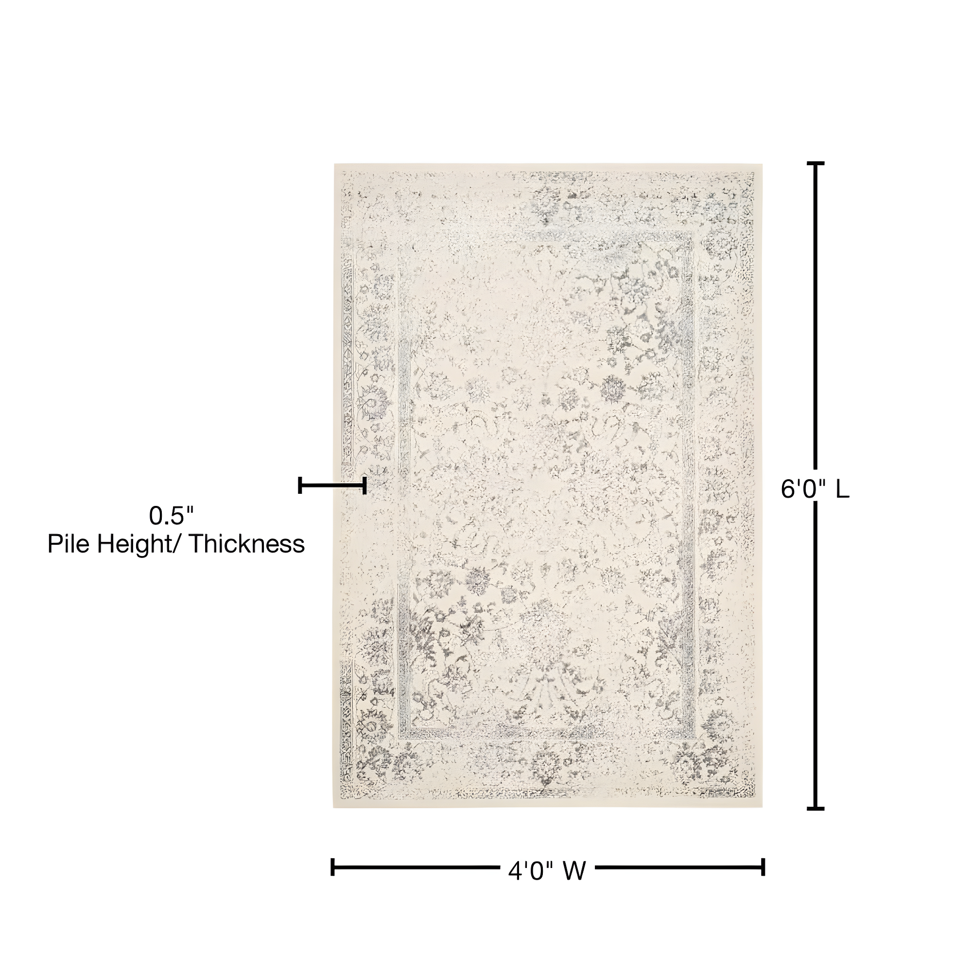 Adirondack ADR109 Machine Made Indoor Area Rug - Ivory/Silver - 4'x6' - Safavieh