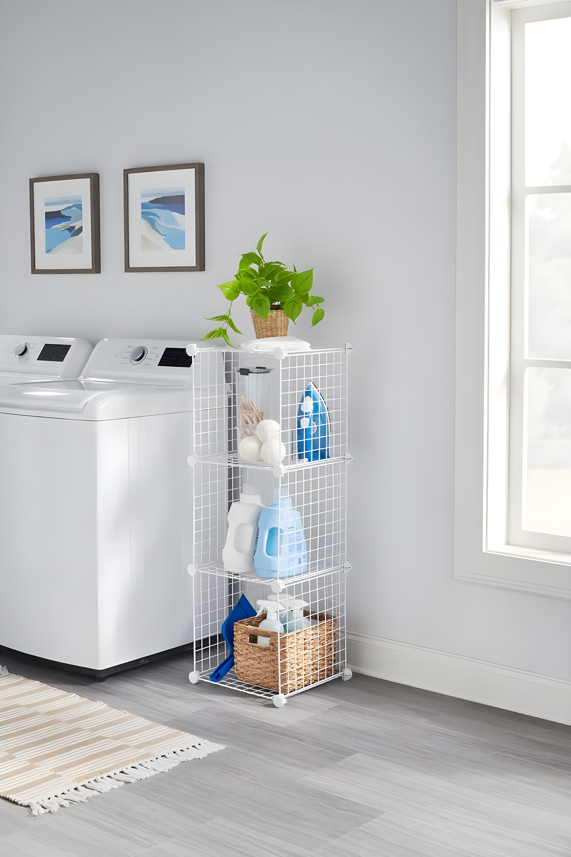 Rubbermaid 3-Piece Stackable Modular Storage Cube Set, Closet Organizer, White