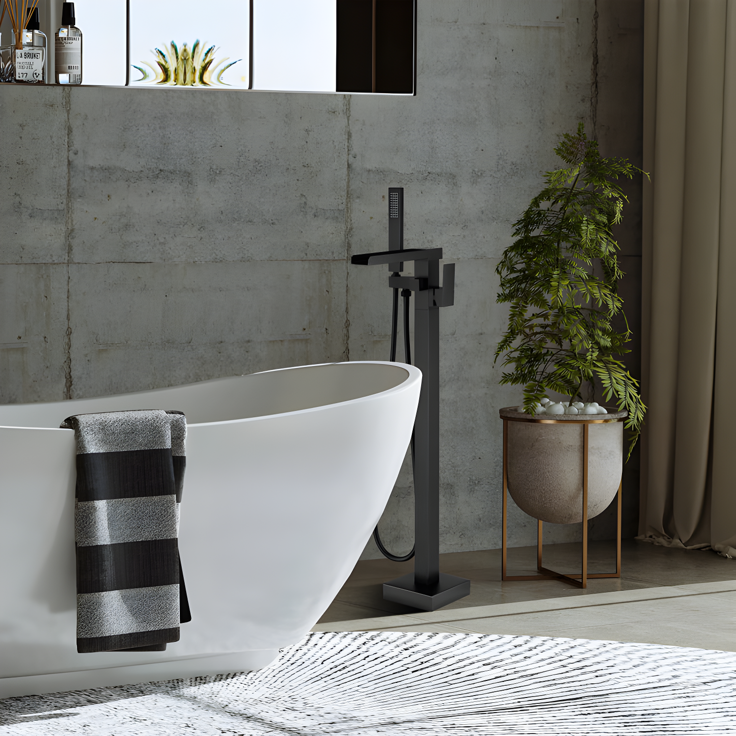 Floor Tub Filler with Diverter