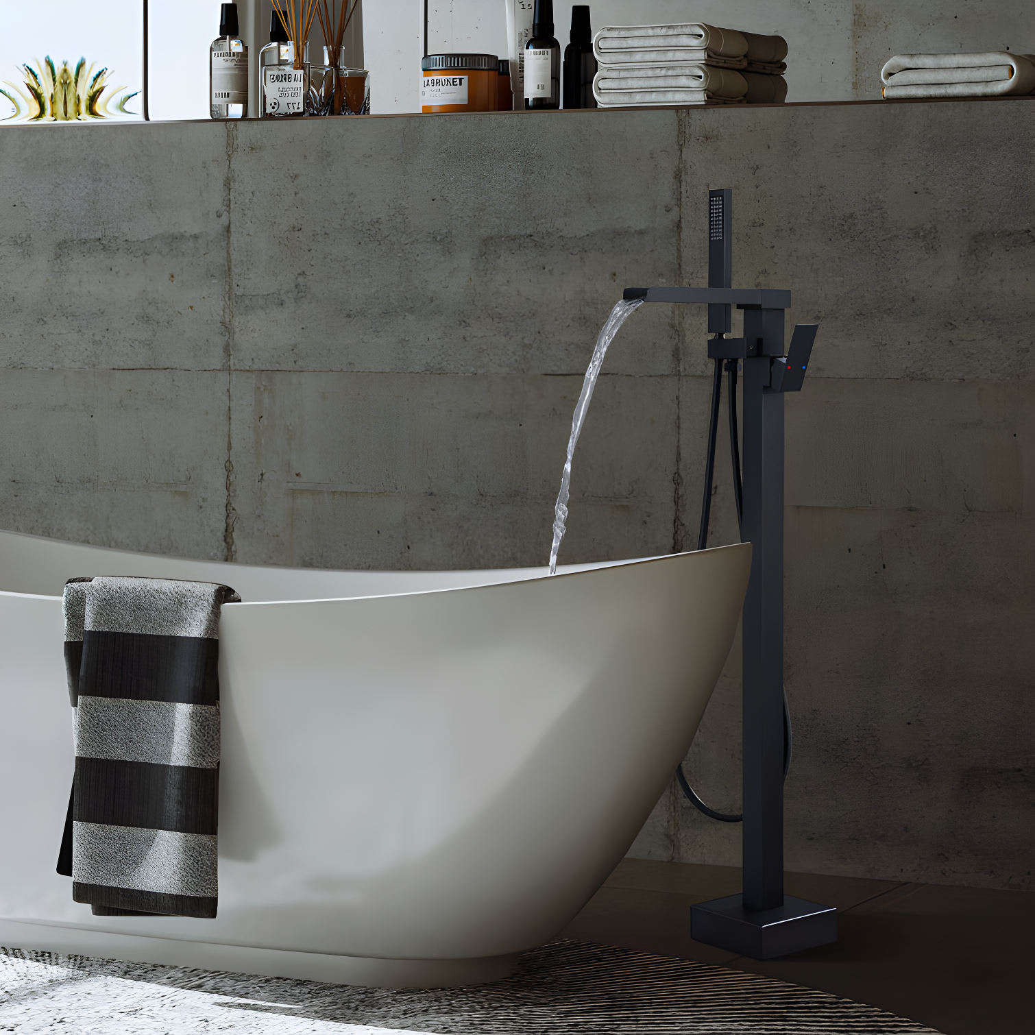 Floor Tub Filler with Diverter