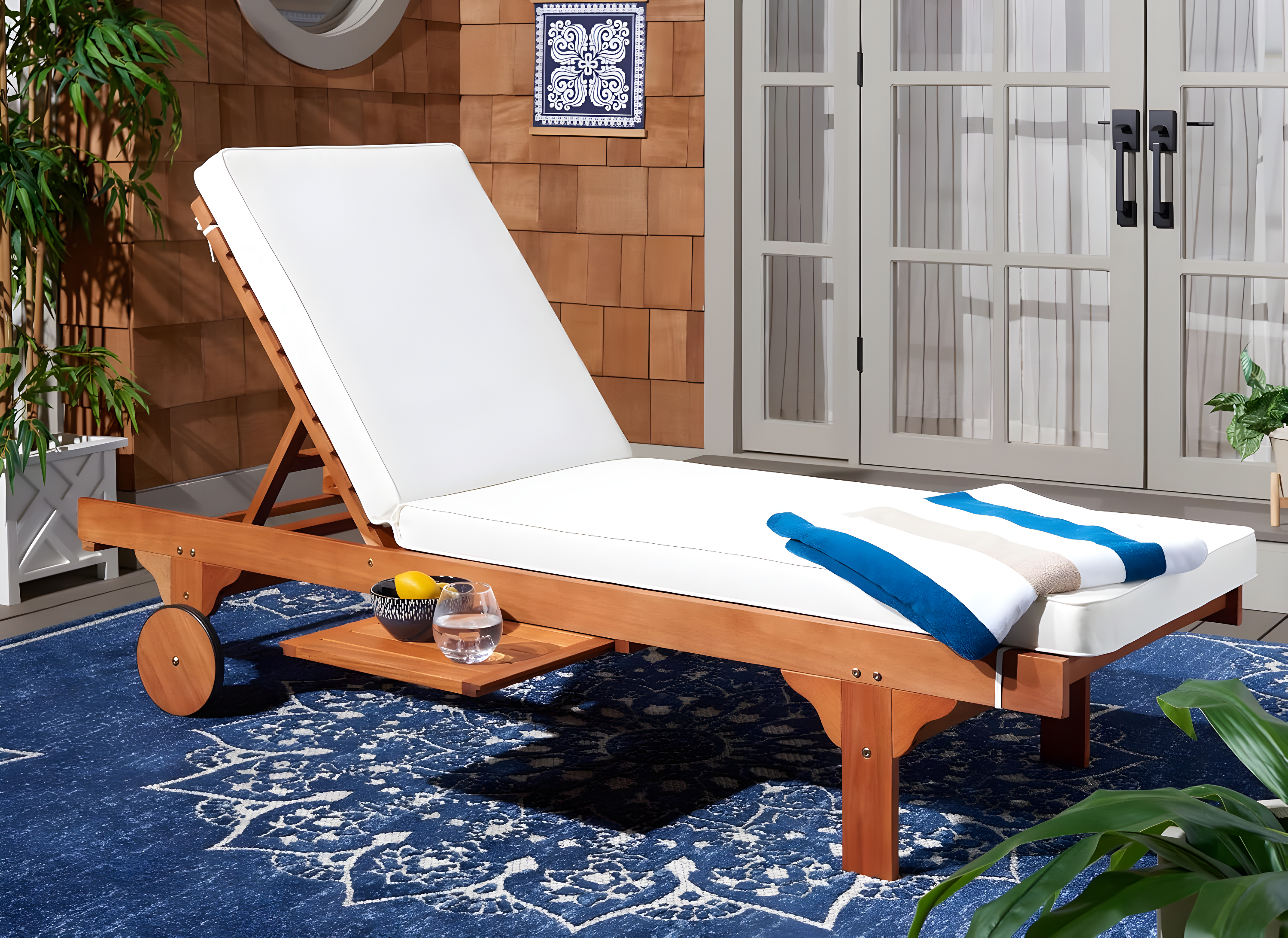 Newport Lounge Chair - Outdoor - PAT7022 - Natural/Beige -Safavieh