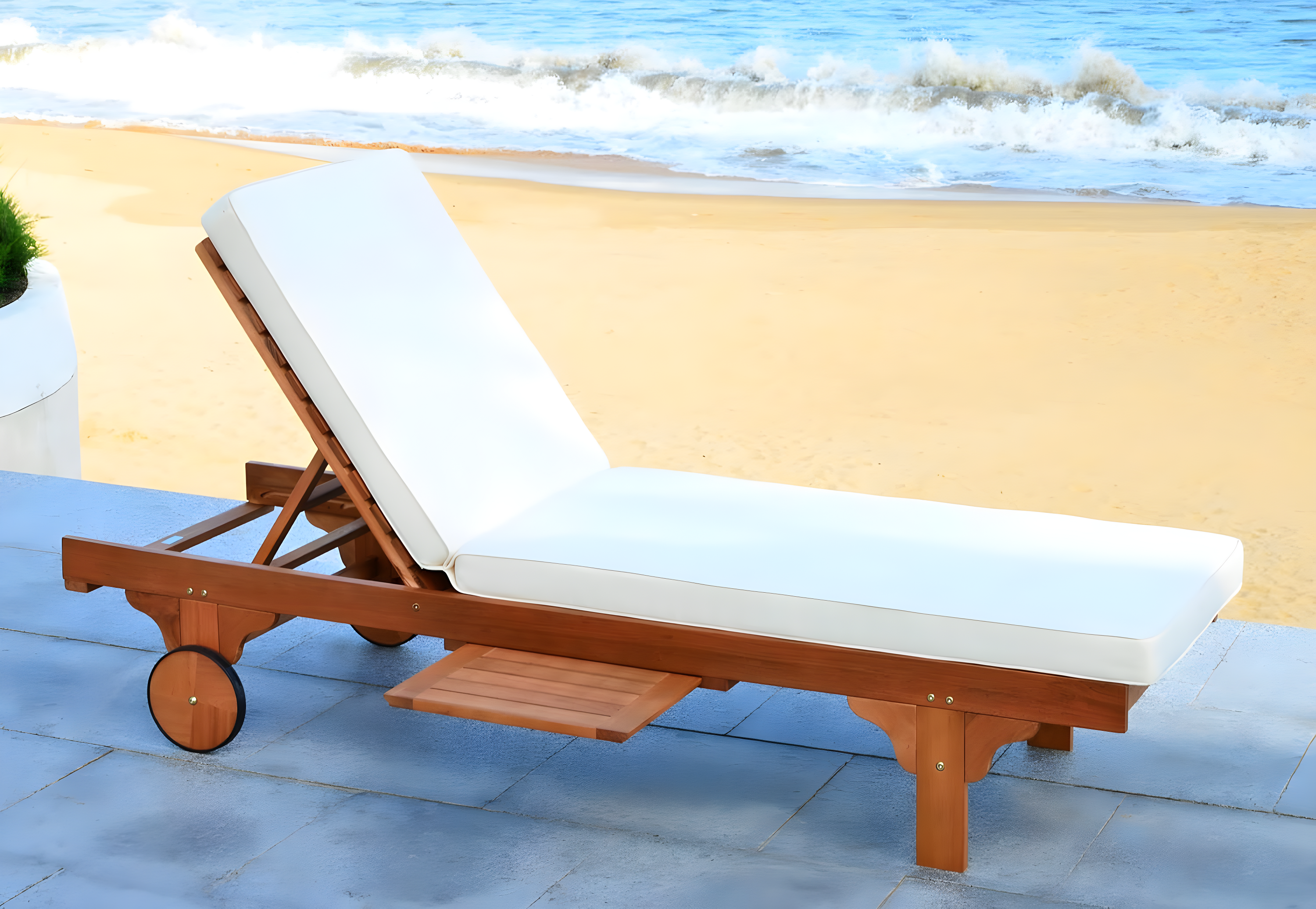 Newport Lounge Chair - Outdoor - PAT7022 - Natural/Beige -Safavieh