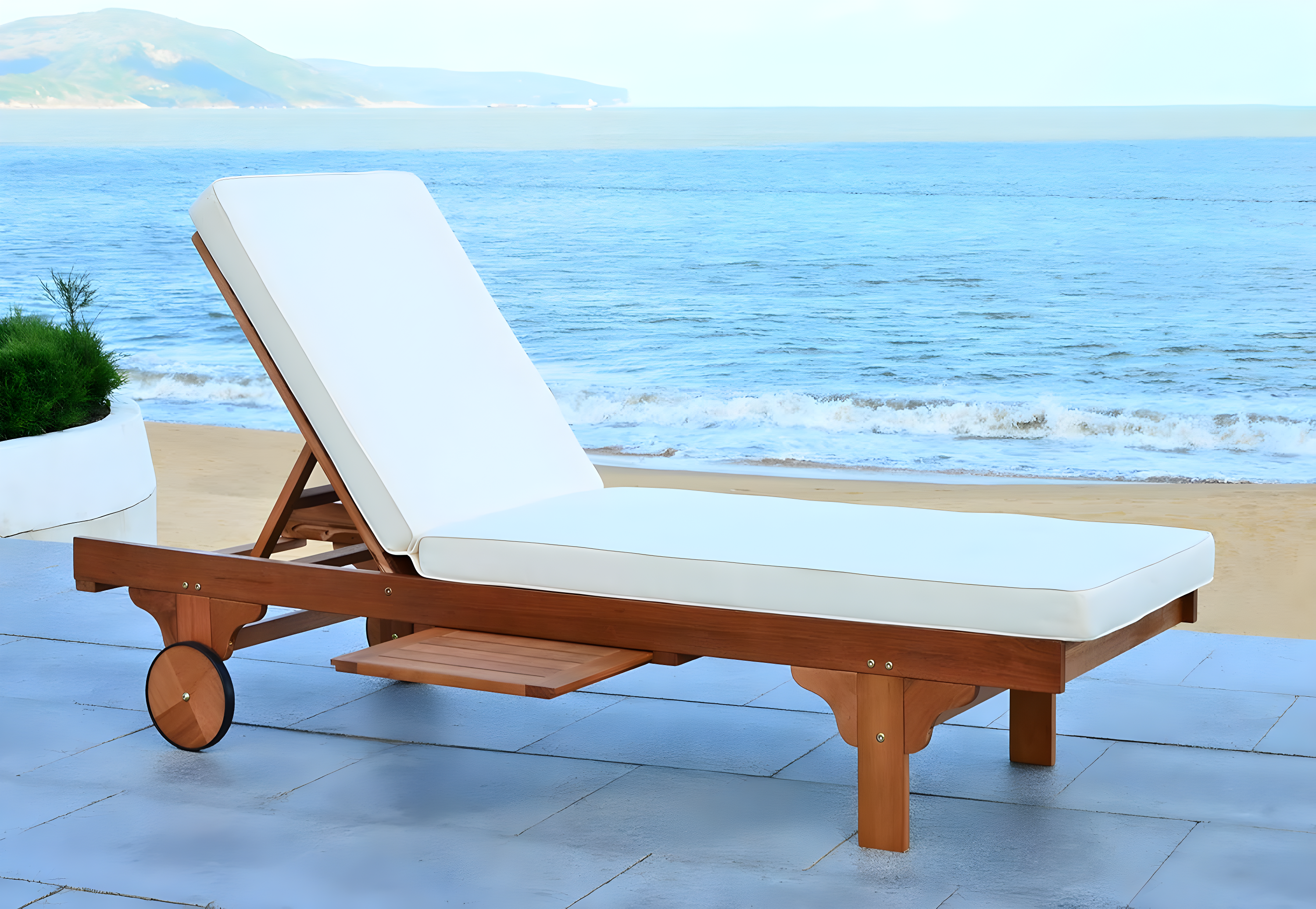 Newport Lounge Chair - Outdoor - PAT7022 - Natural/Beige -Safavieh