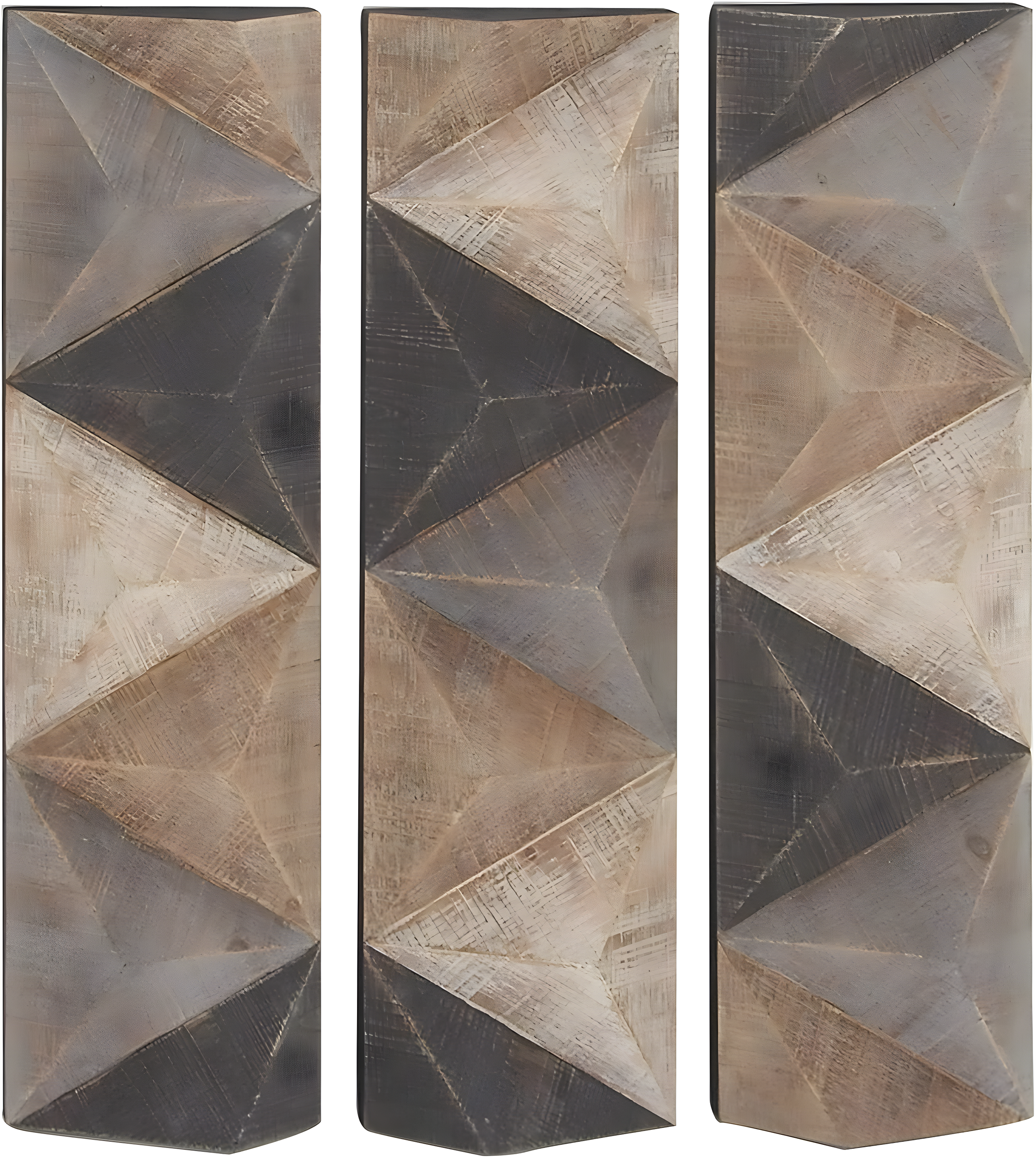 DecMode Decoración de Pared con Patrón de Azulejos Triangulares de Madera Tallada Estilo Granja con Acabado Marrón/gris, 11"Ancho x 36"Alto