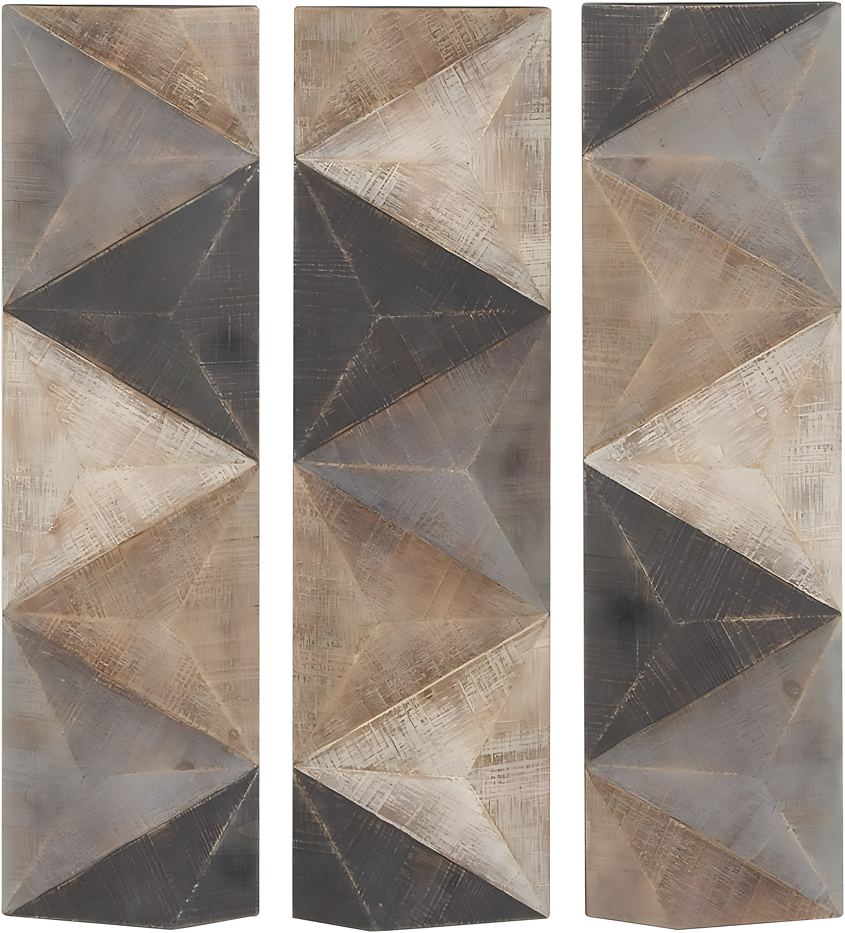 DecMode Decoración de Pared con Patrón de Azulejos Triangulares de Madera Tallada Estilo Granja con Acabado Marrón/gris, 11"Ancho x 36"Alto