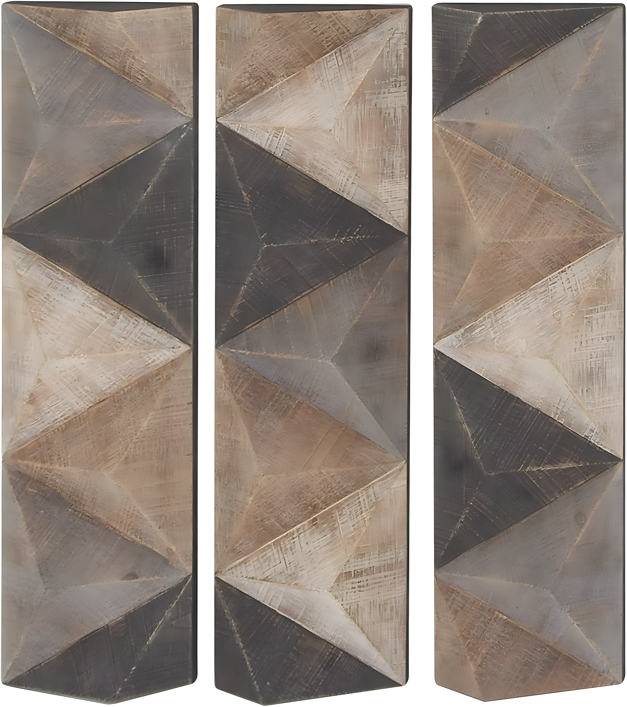 DecMode Decoración de Pared con Patrón de Azulejos Triangulares de Madera Tallada Estilo Granja con Acabado Marrón/gris, 11"Ancho x 36"Alto