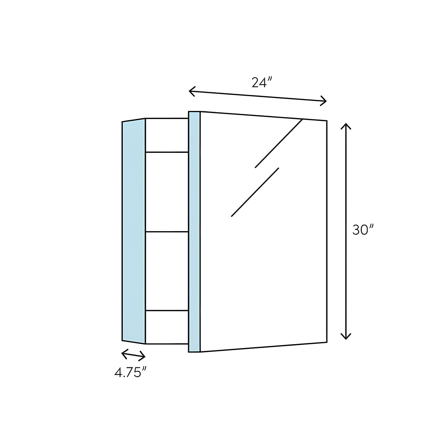 Verdera® Recessed or Surface Mount Frameless Medicine Cabinet with 3 Adjustable Shelves