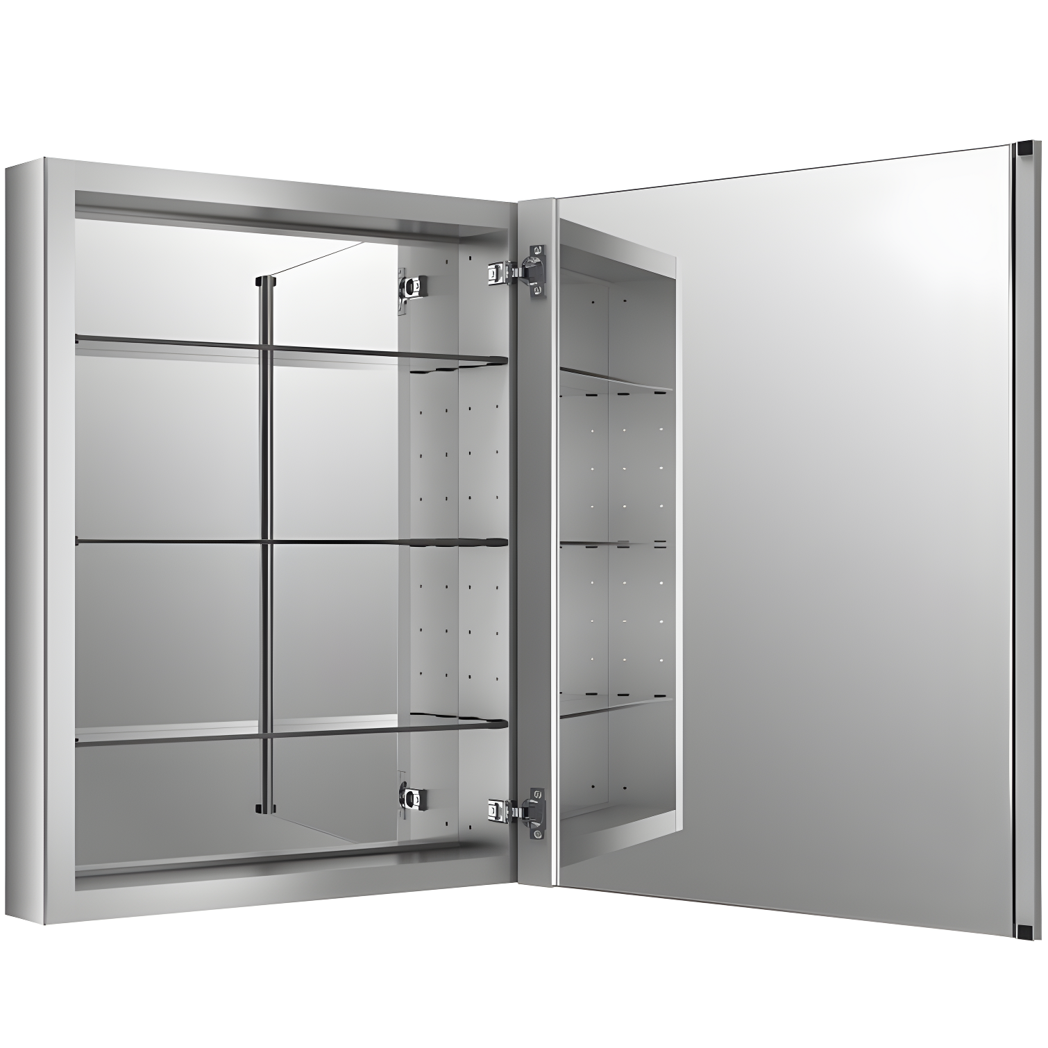Verdera® Recessed or Surface Mount Frameless Medicine Cabinet with 3 Adjustable Shelves