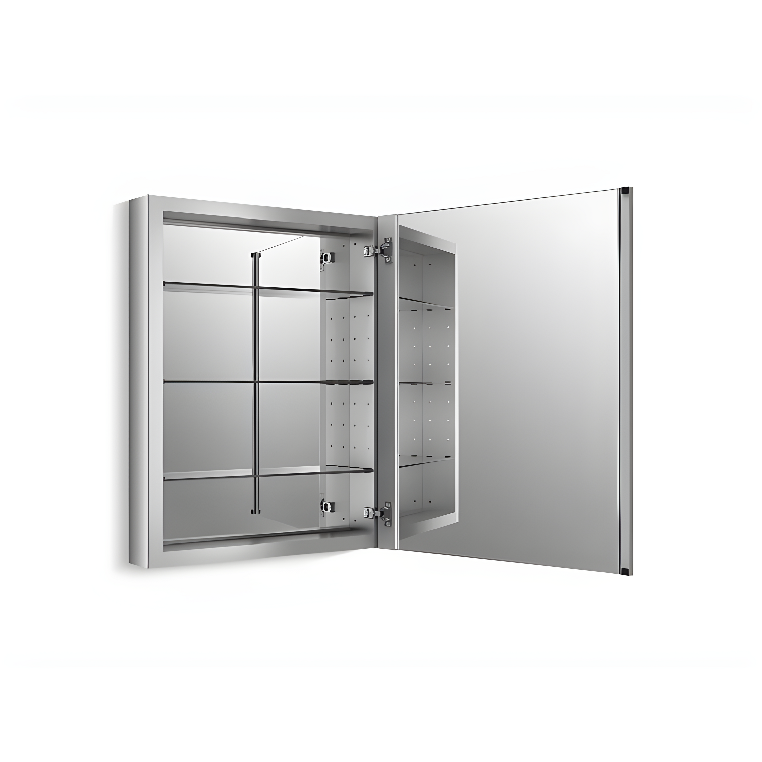 Verdera® Recessed or Surface Mount Frameless Medicine Cabinet with 3 Adjustable Shelves