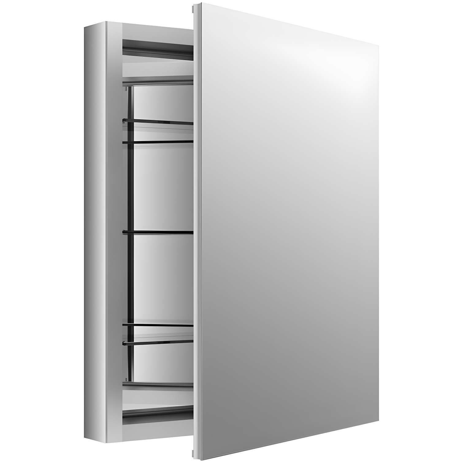 Verdera® Recessed or Surface Mount Frameless Medicine Cabinet with 3 Adjustable Shelves