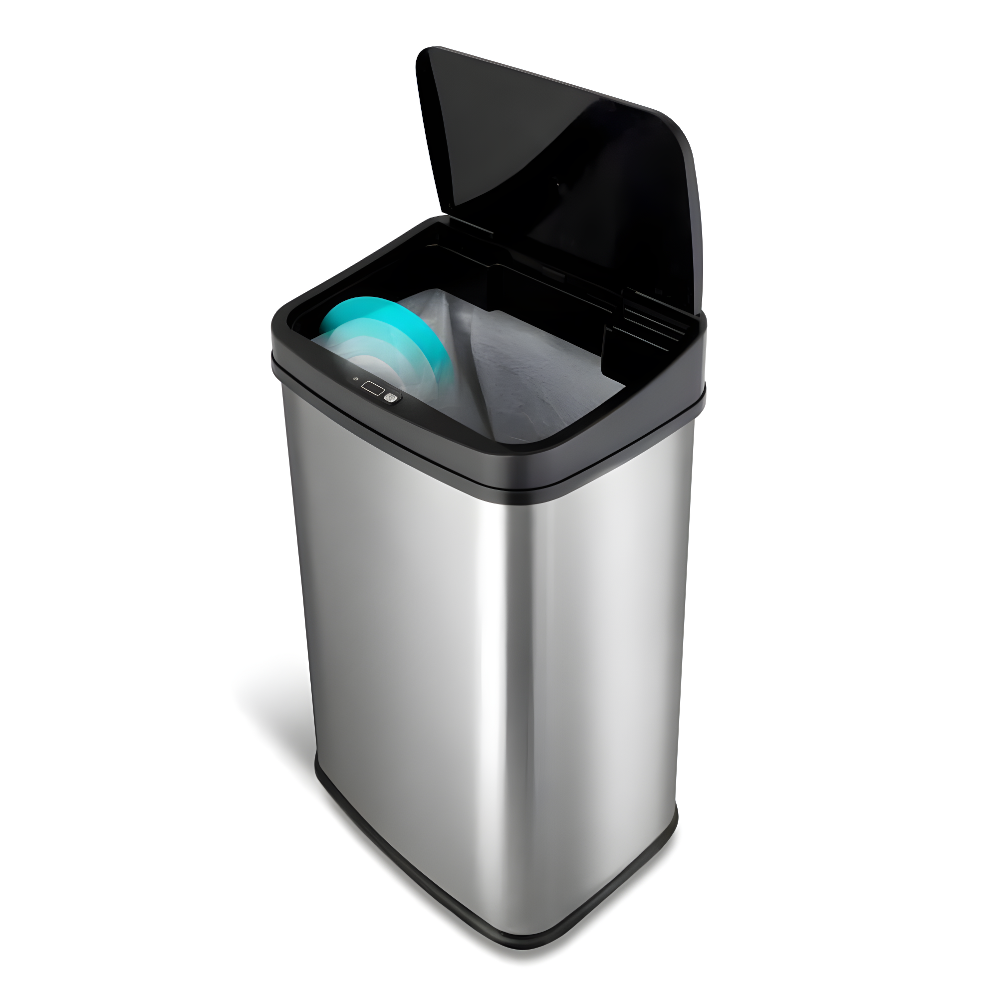 Nine Stars 13gal Motion Sensor Rectangular Shape Stainless Steel Trash Can Silver/Black