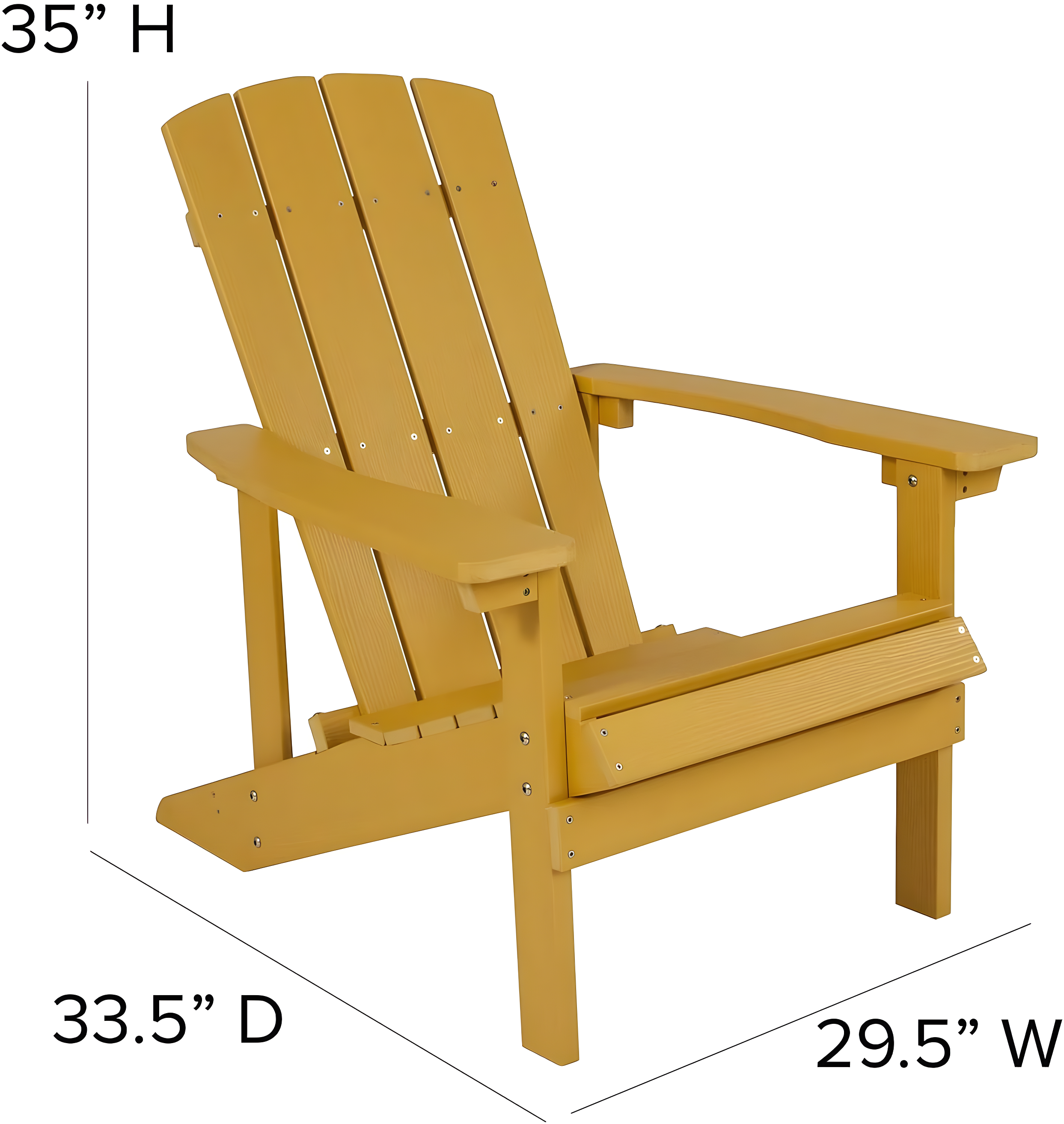Flash Furniture Charlestown All-Weather Poly Resin Wood Adirondack Chair in Yellow