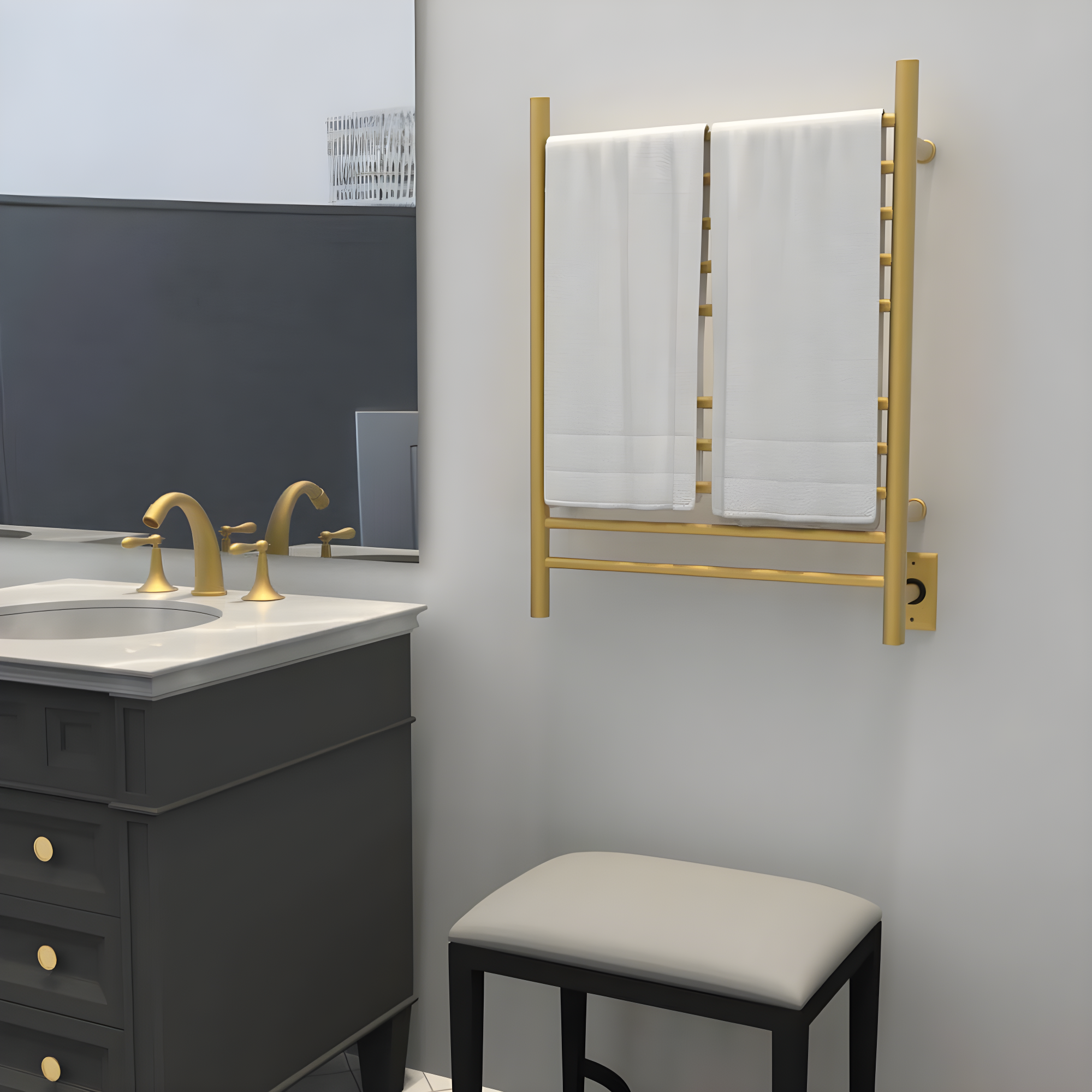 Wall Mount Electric Towel Warmer plug in or hardwired combo unit
