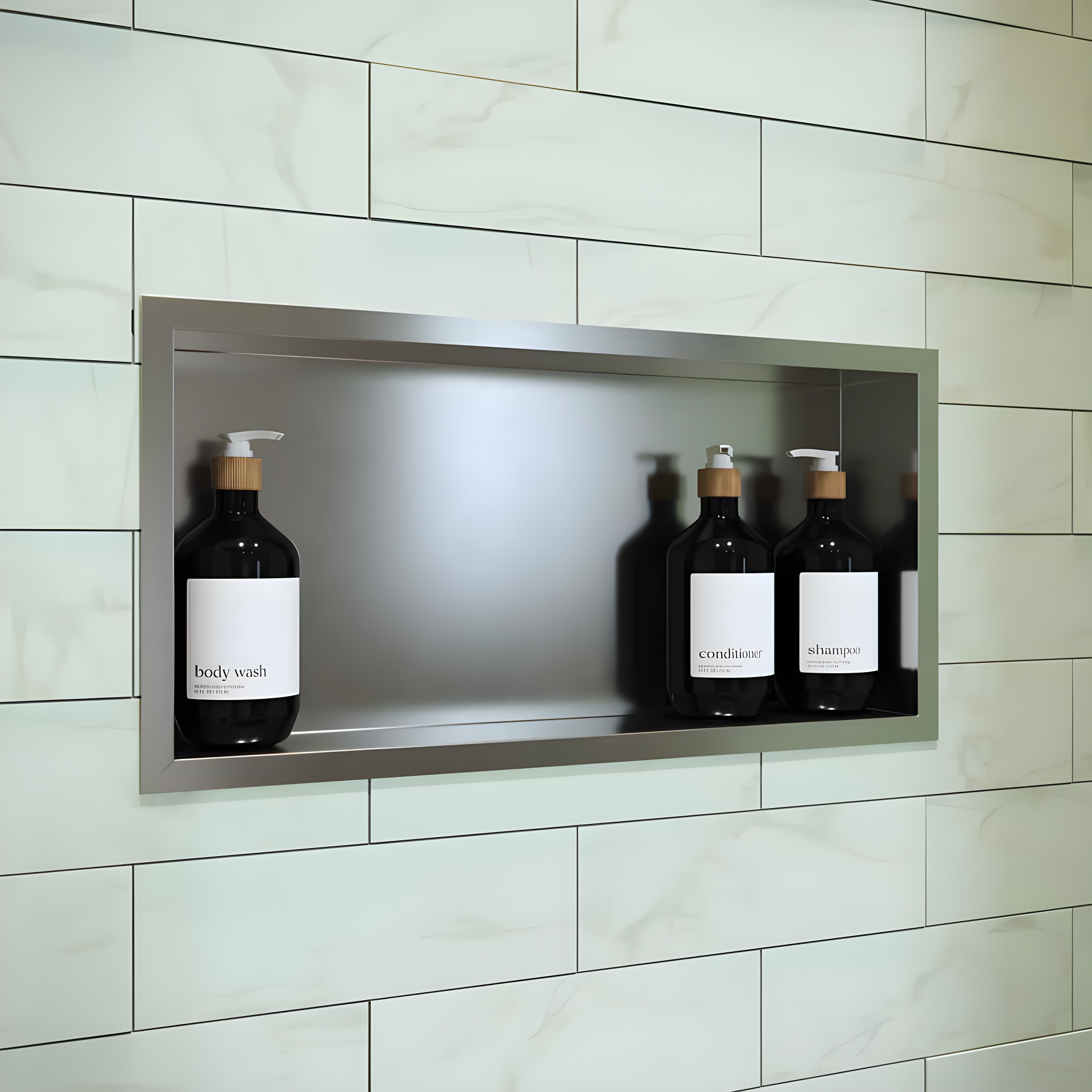 Voltaire 12" x 24" Stainless Steel Single Shelf Wall Niche