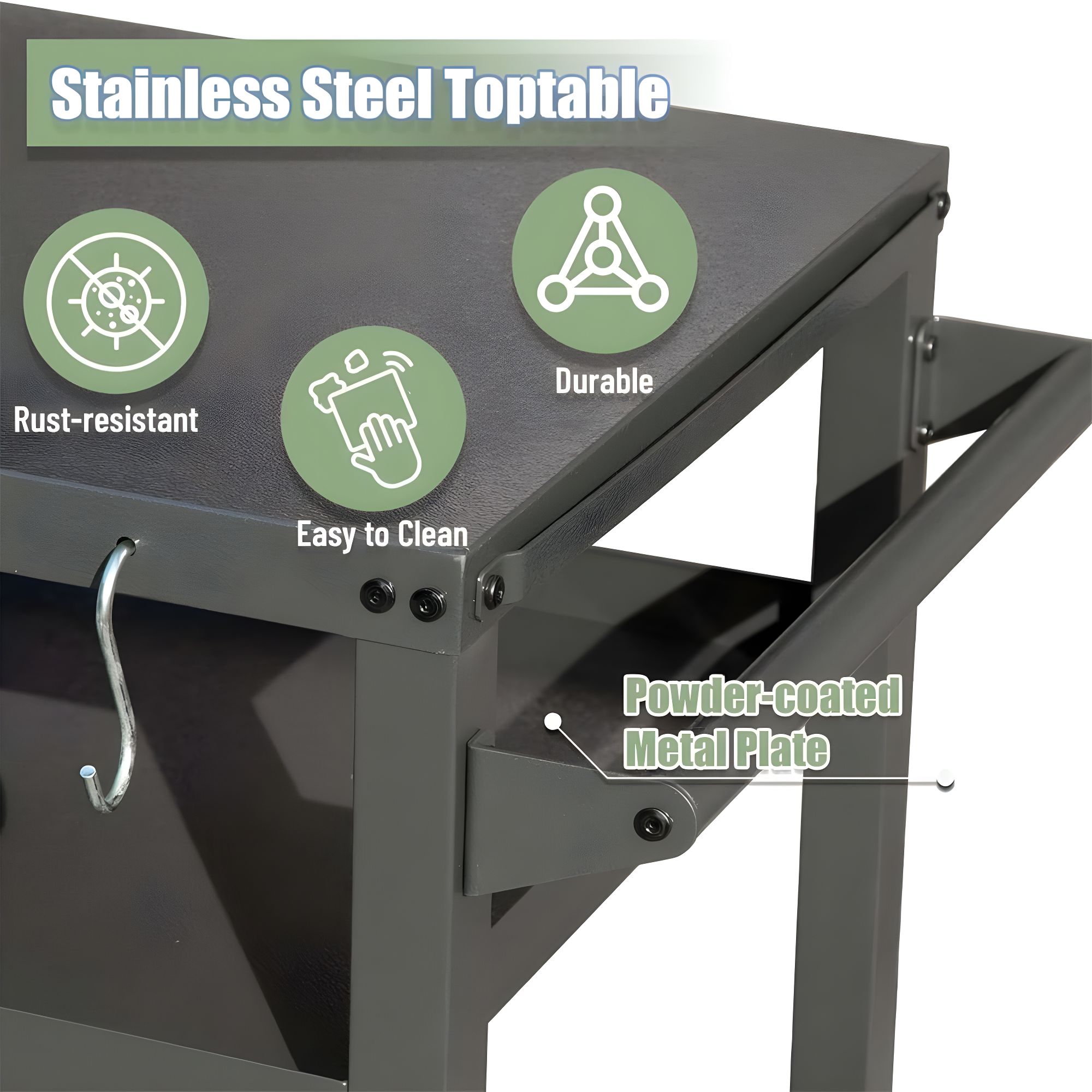 3-Shelf Outdoor Grill Table, Grill Cart Outdoor With Wheels, Pizza Oven Table And Food Prep Table, Blackstone Table Grill Stand  Blackstone Griddle  Outside BBQ