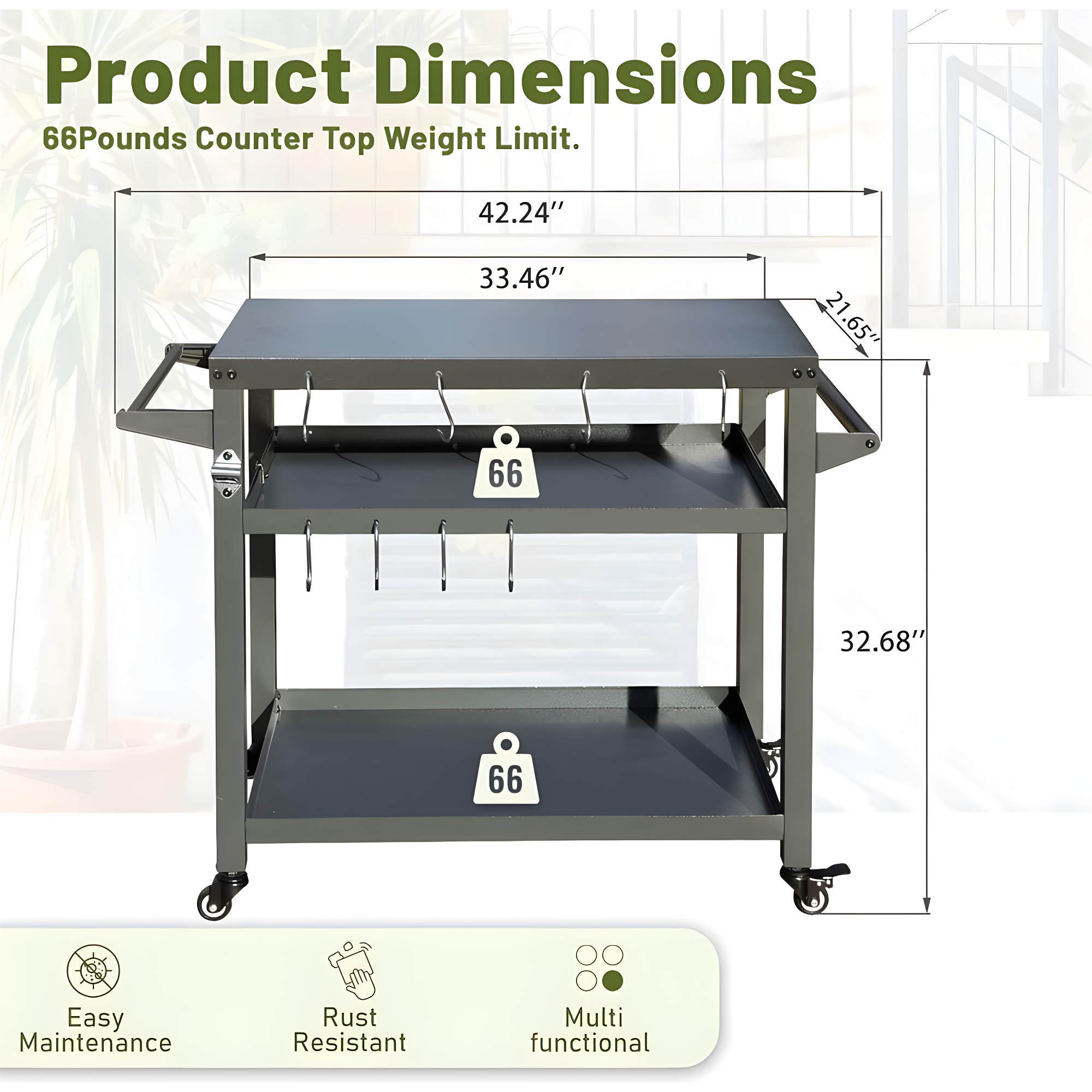 3-Shelf Outdoor Grill Table, Grill Cart Outdoor With Wheels, Pizza Oven Table And Food Prep Table, Blackstone Table Grill Stand  Blackstone Griddle  Outside BBQ