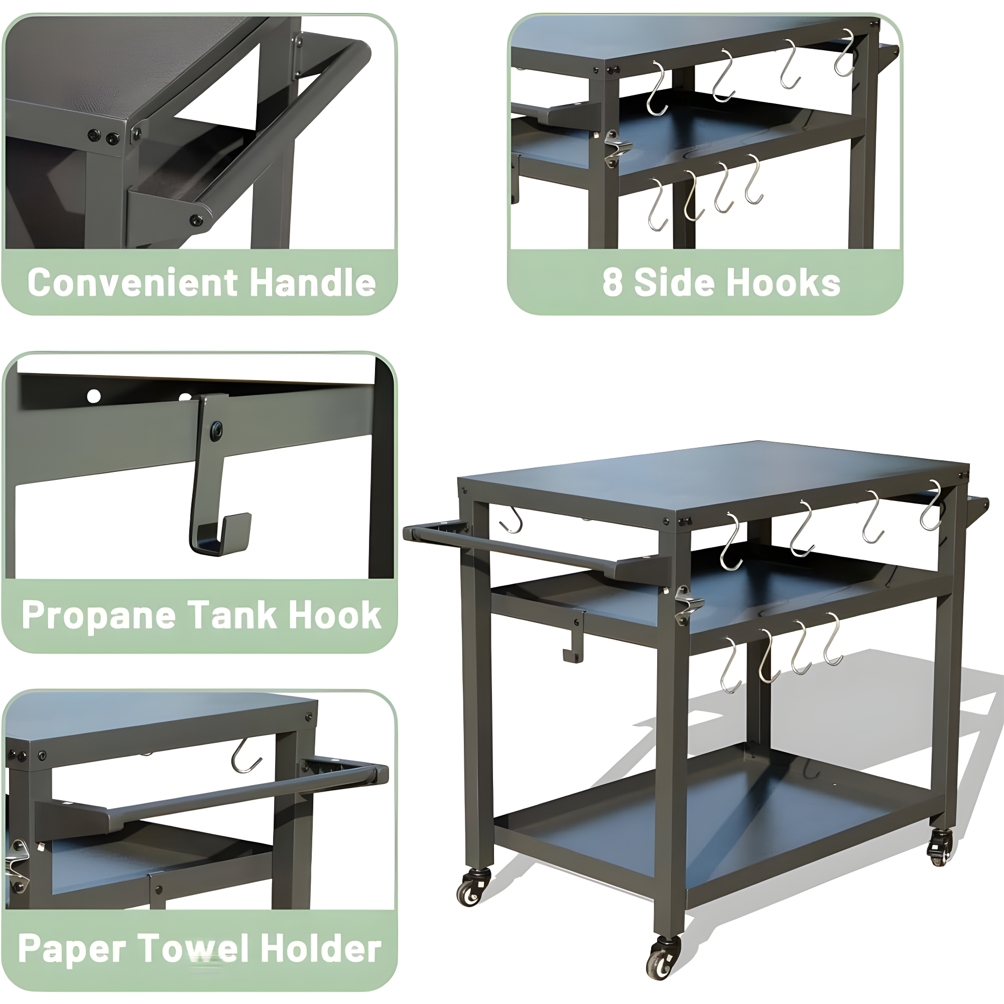 3-Shelf Outdoor Grill Table, Grill Cart Outdoor With Wheels, Pizza Oven Table And Food Prep Table, Blackstone Table Grill Stand  Blackstone Griddle  Outside BBQ