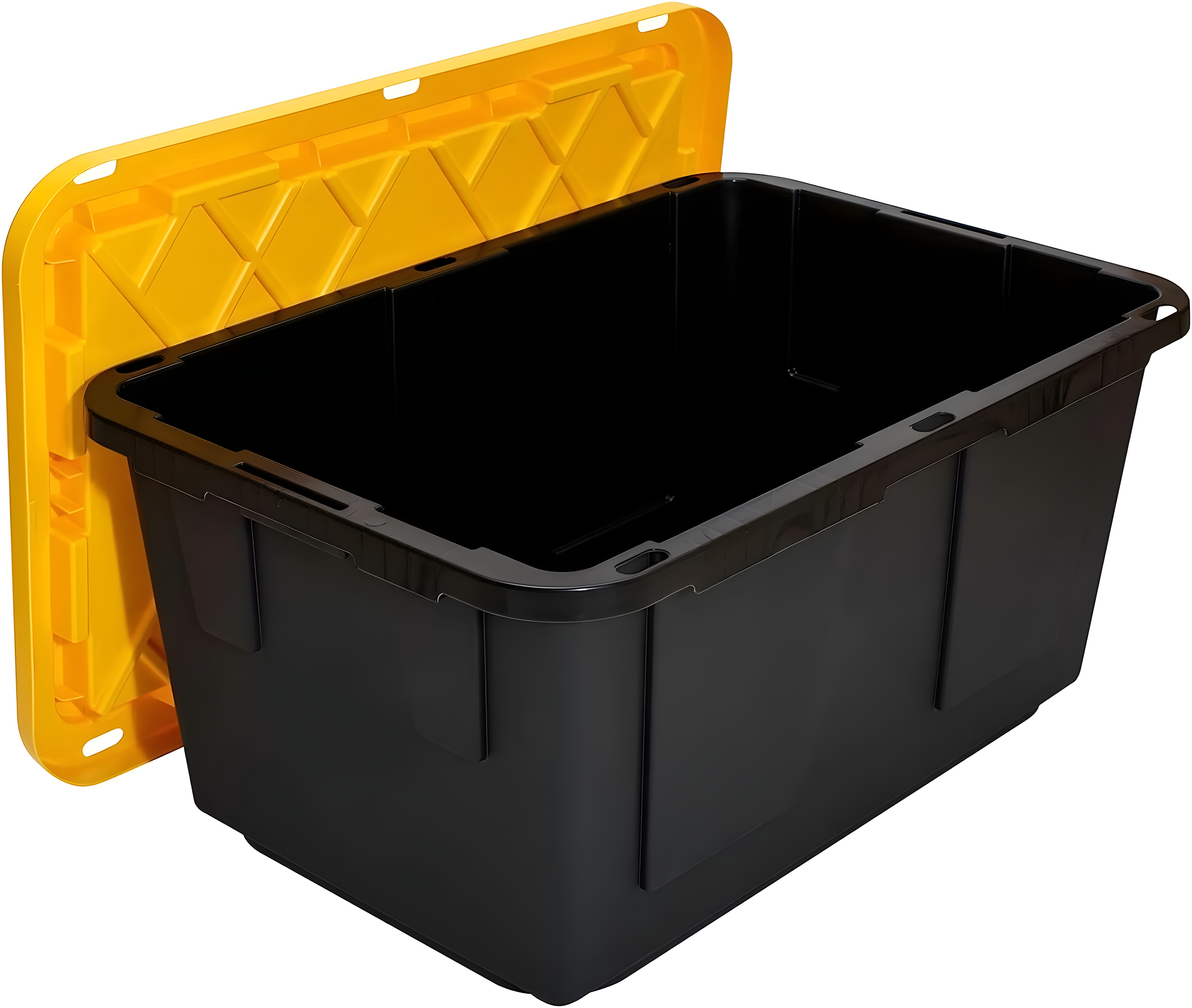 4 Pack 27 Gallon Stackable Storage Totes with Lids Black Yellow