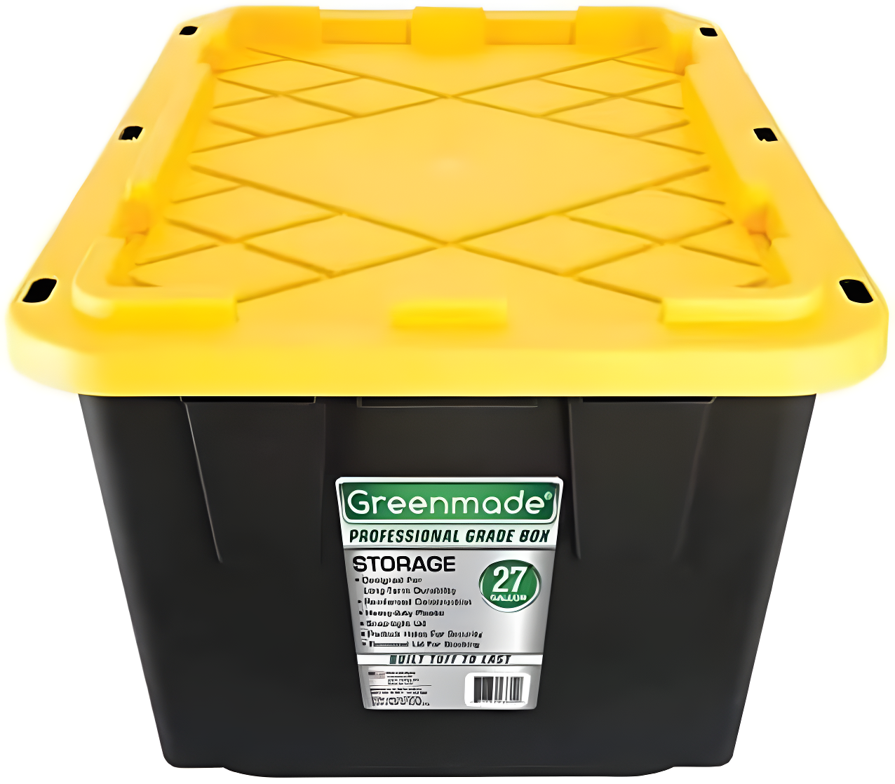 4 Pack 27 Gallon Stackable Storage Totes with Lids Black Yellow