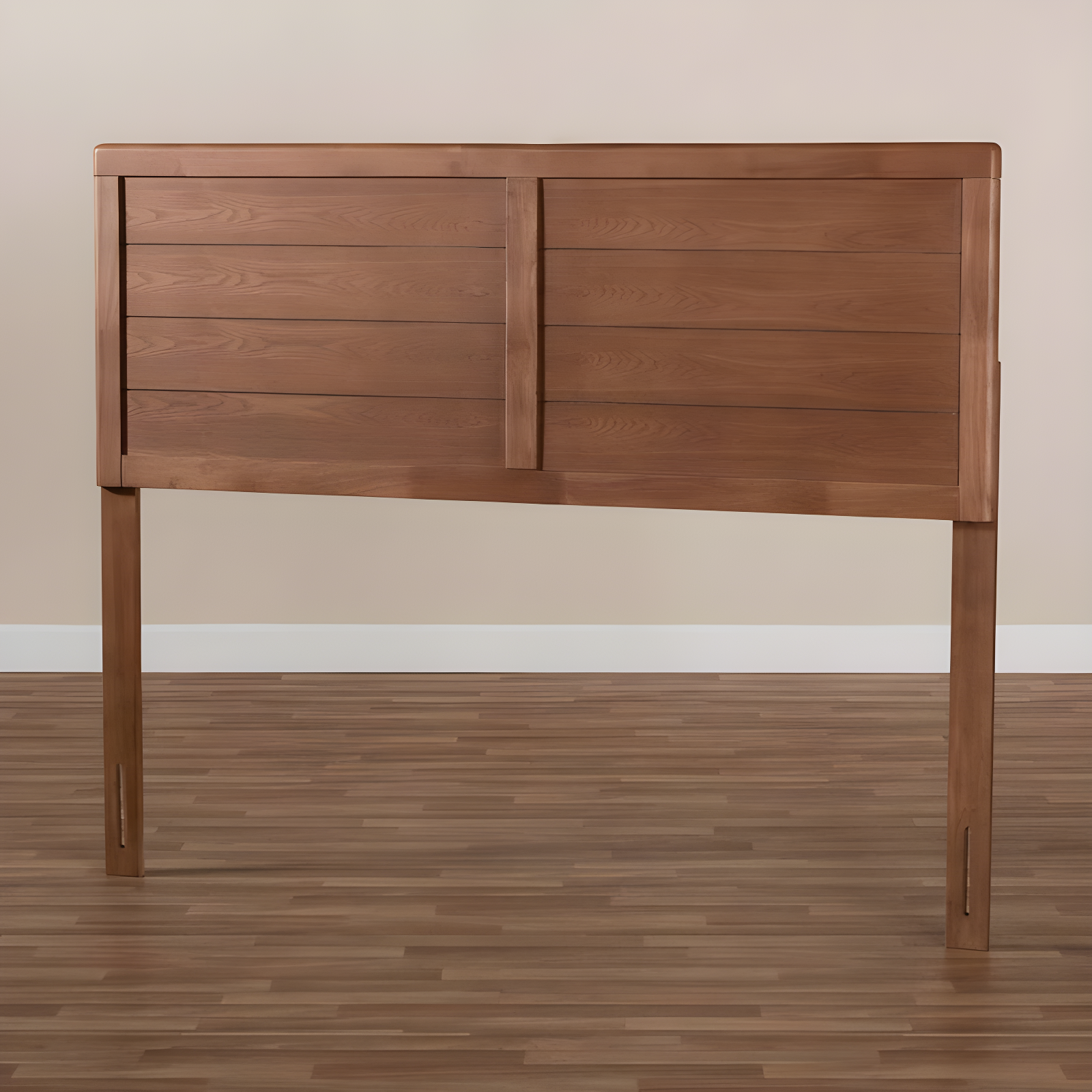 Full Seren Walnut Finished Wood Headboard Brown - Baxton Studio: Rubberwood Frame, Box Spring Not Required