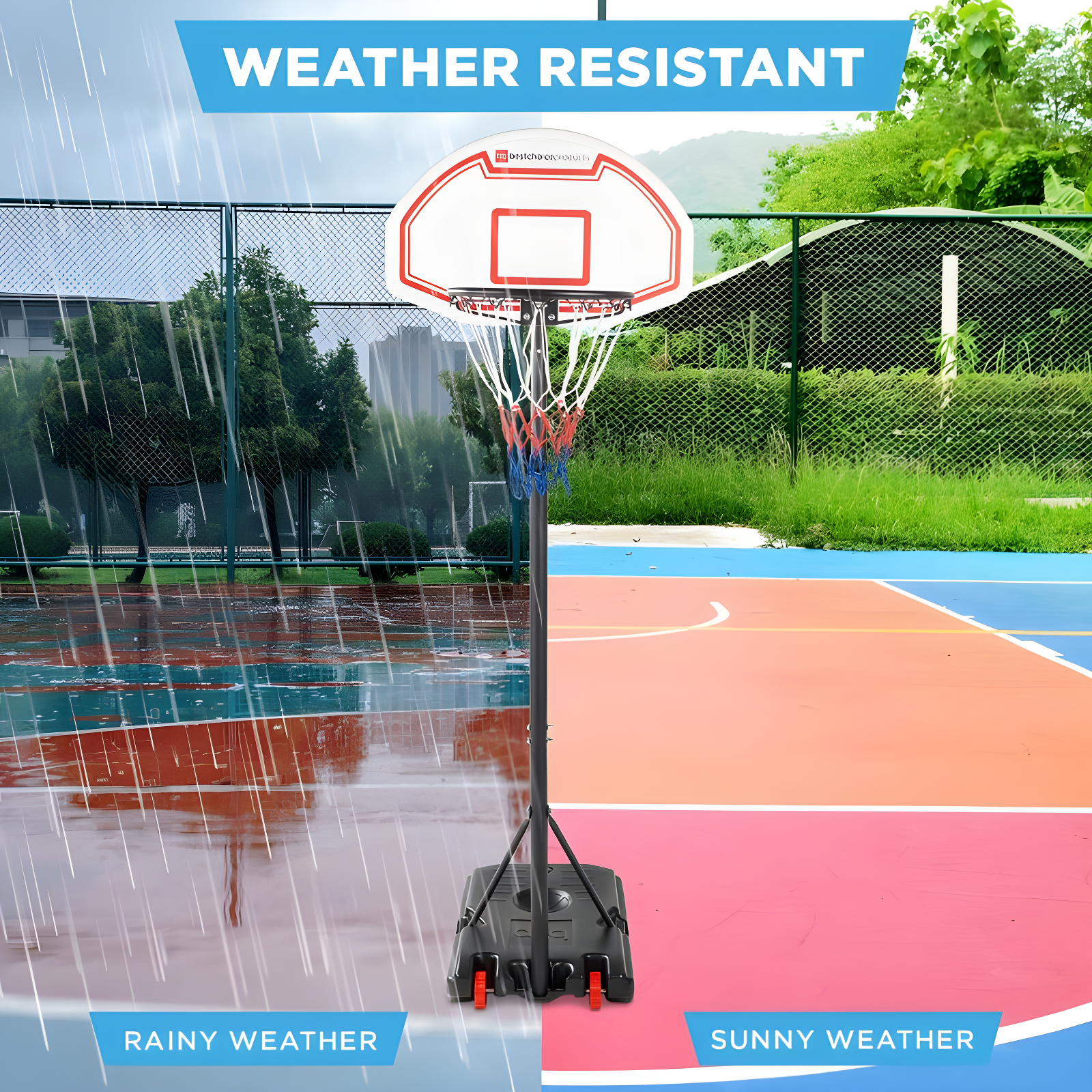 Best Choice Products Kids Height-Adjustable Basketball Hoop, Portable Backboard System w/ 2 Wheels - Red/White