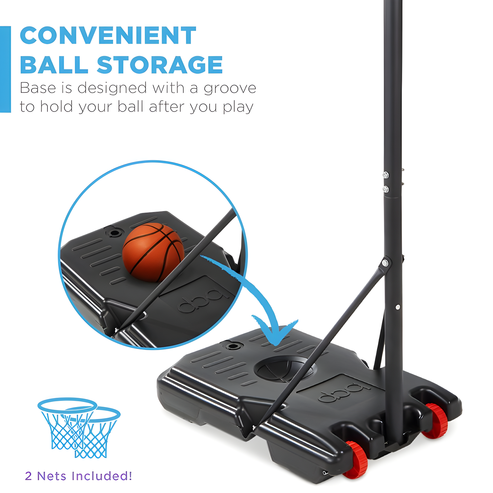 Best Choice Products Kids Height-Adjustable Basketball Hoop, Portable Backboard System w/ 2 Wheels - Red/White