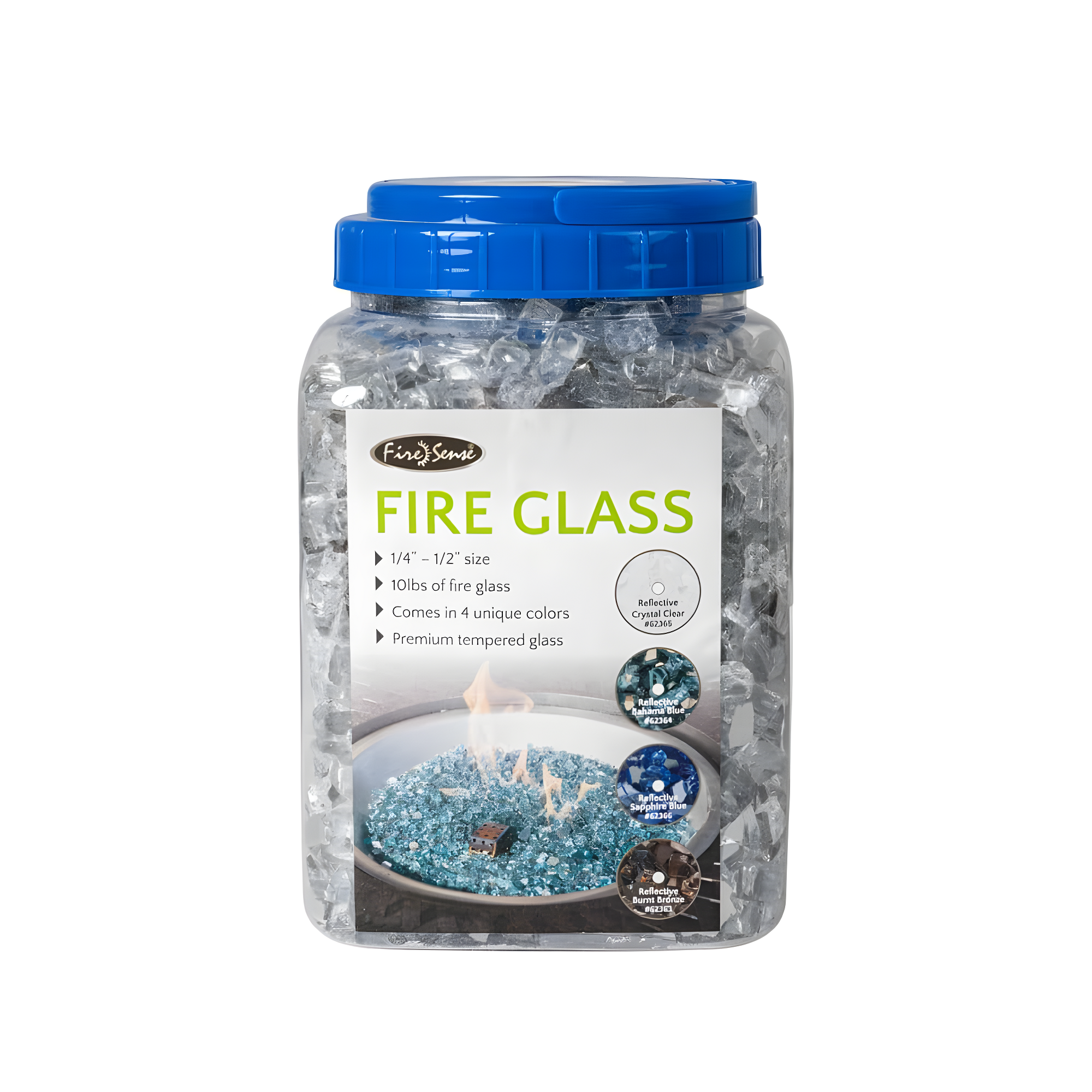 Fire Sense Fire Sense Premium Sparkling Reflective Tempered Fire Glass for Fire Pits Easy to Install-10 Lbs Crystal Clear
