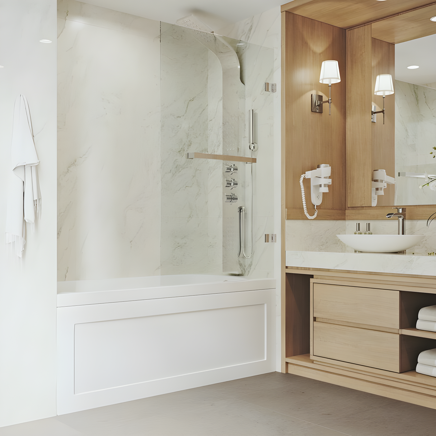 Rialto 34" W x 58" H Hinged Frameless Tub Door with with 5/16" Glass