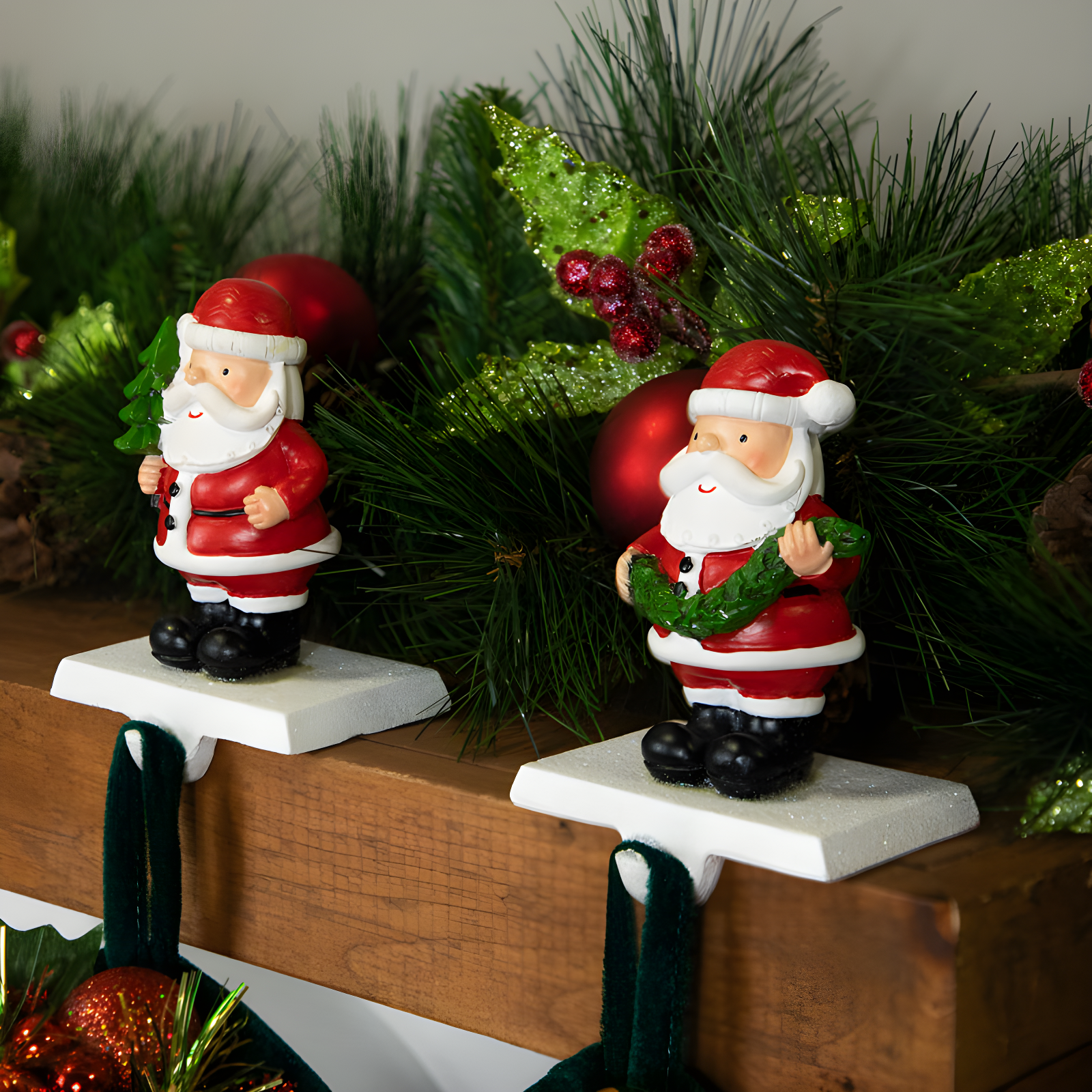 Northlight Seasonal Santa Claus Christmas Stocking Holders - 4.75" - Set Of 2