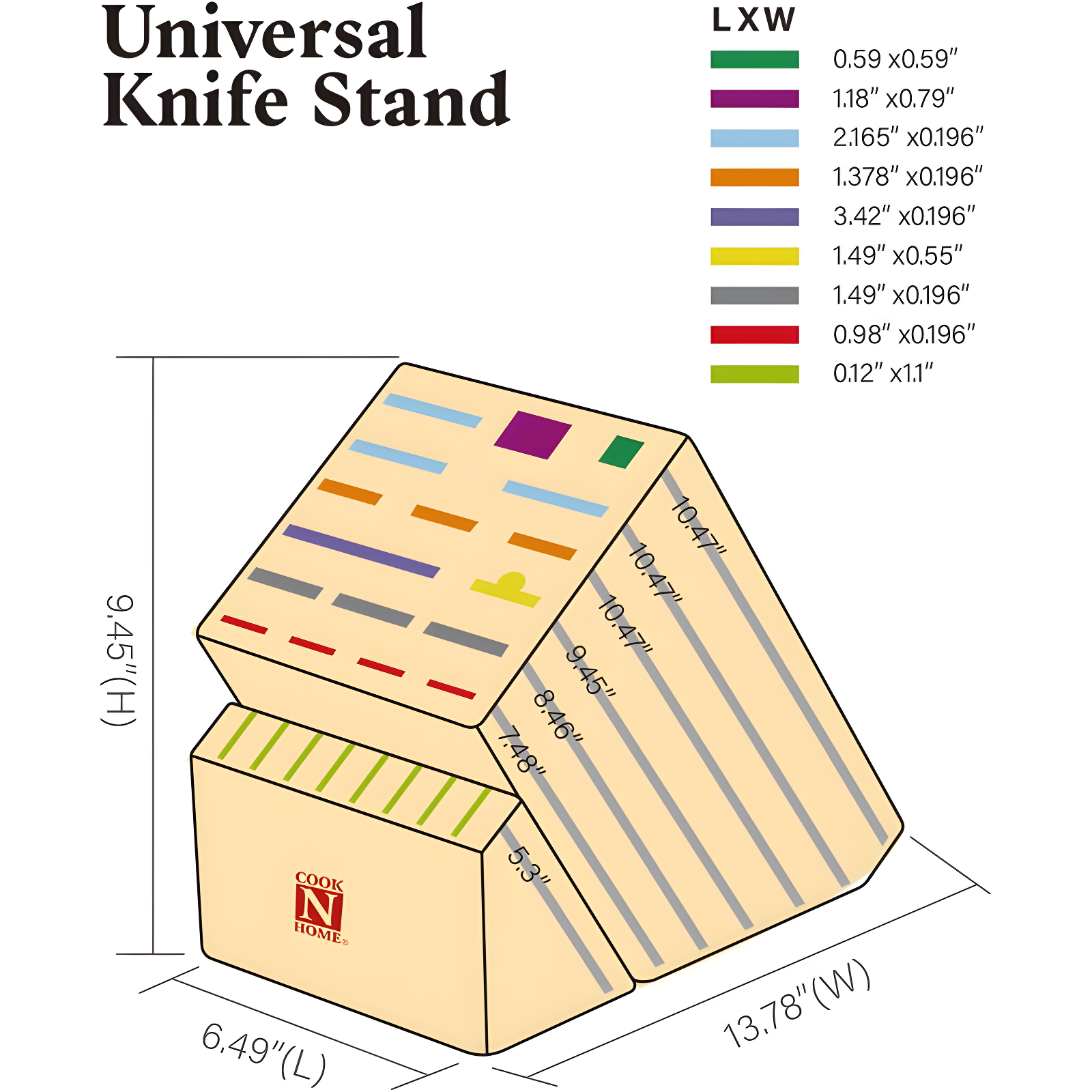 Cook N Home Cook N Home Bamboo Knife Storage Block Without Knives, 25 Slots Universal Knife Holder Countertop Butcher Block Knife Stand For Easy Kitchen Storage