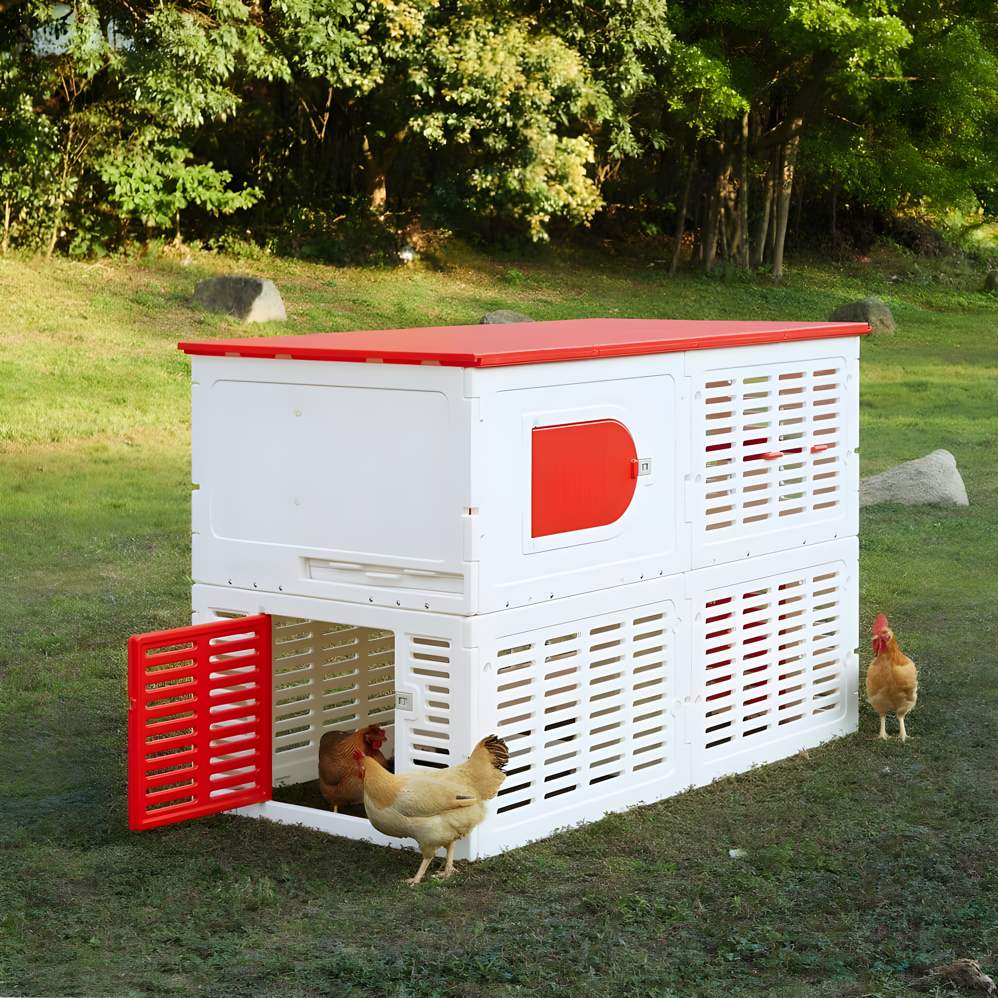 Sam's Pets Kuritsa 15 Square Feet Walk In Chicken Coop with Nesting Box For Up To 3 Chickens