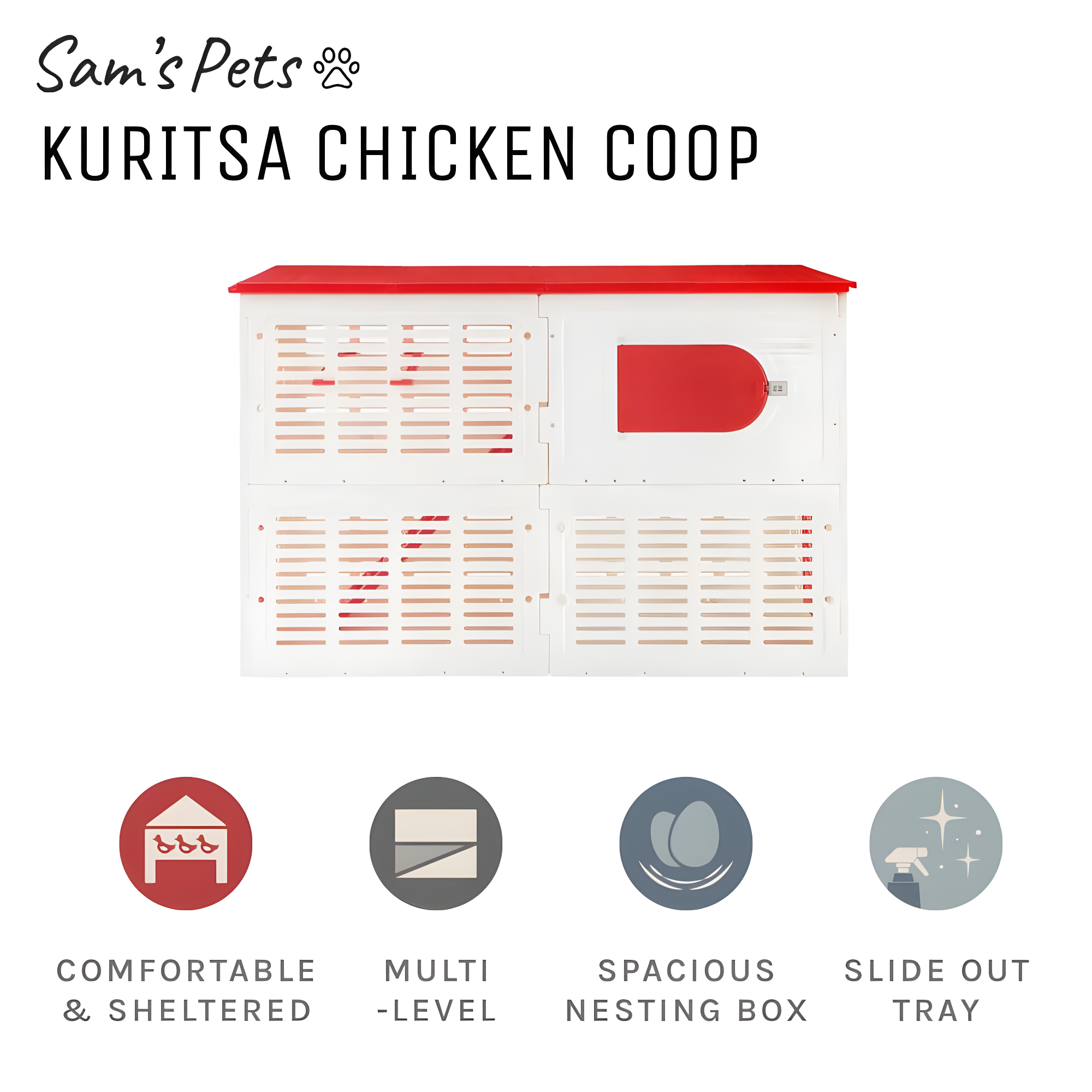 Sam's Pets Kuritsa 15 Square Feet Walk In Chicken Coop with Nesting Box For Up To 3 Chickens
