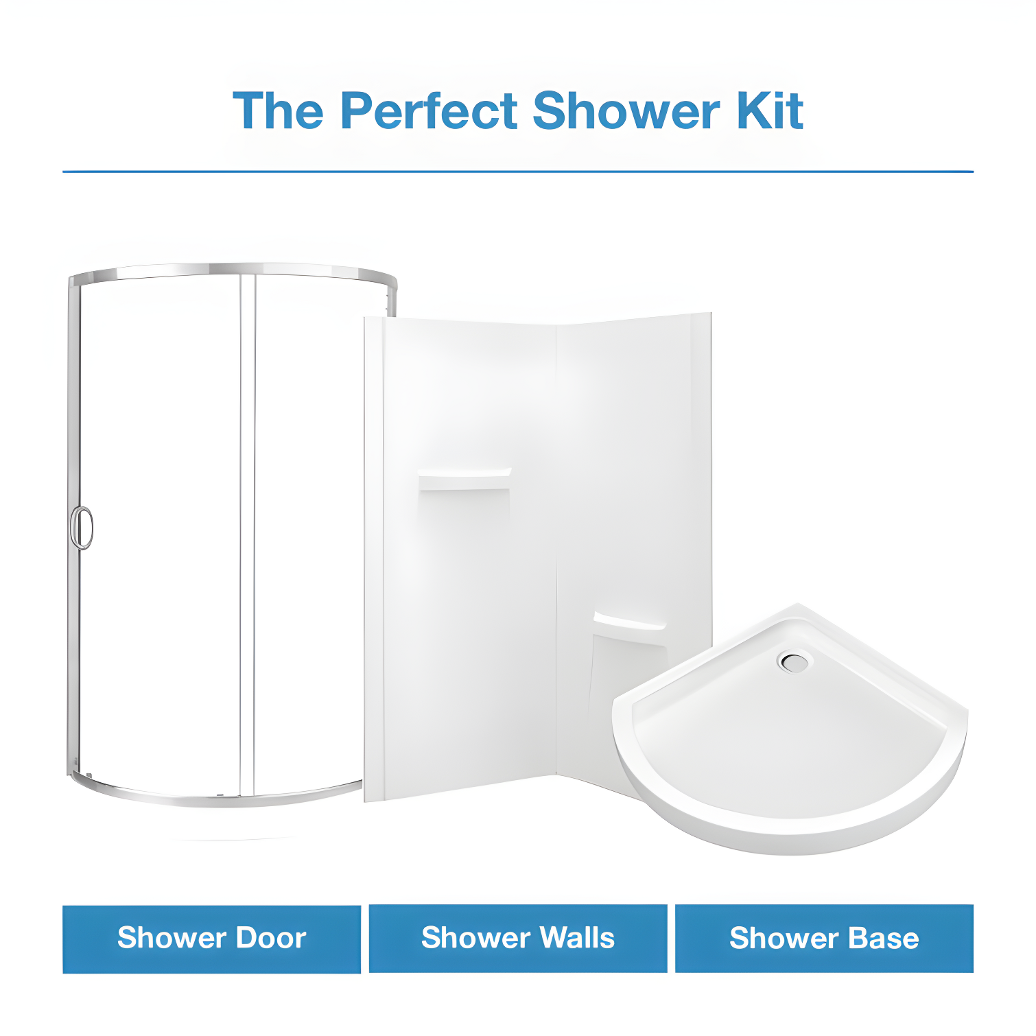 OVE Decors Breeze 40 in. Round Shower Kit w/ Clear, Base, Wall