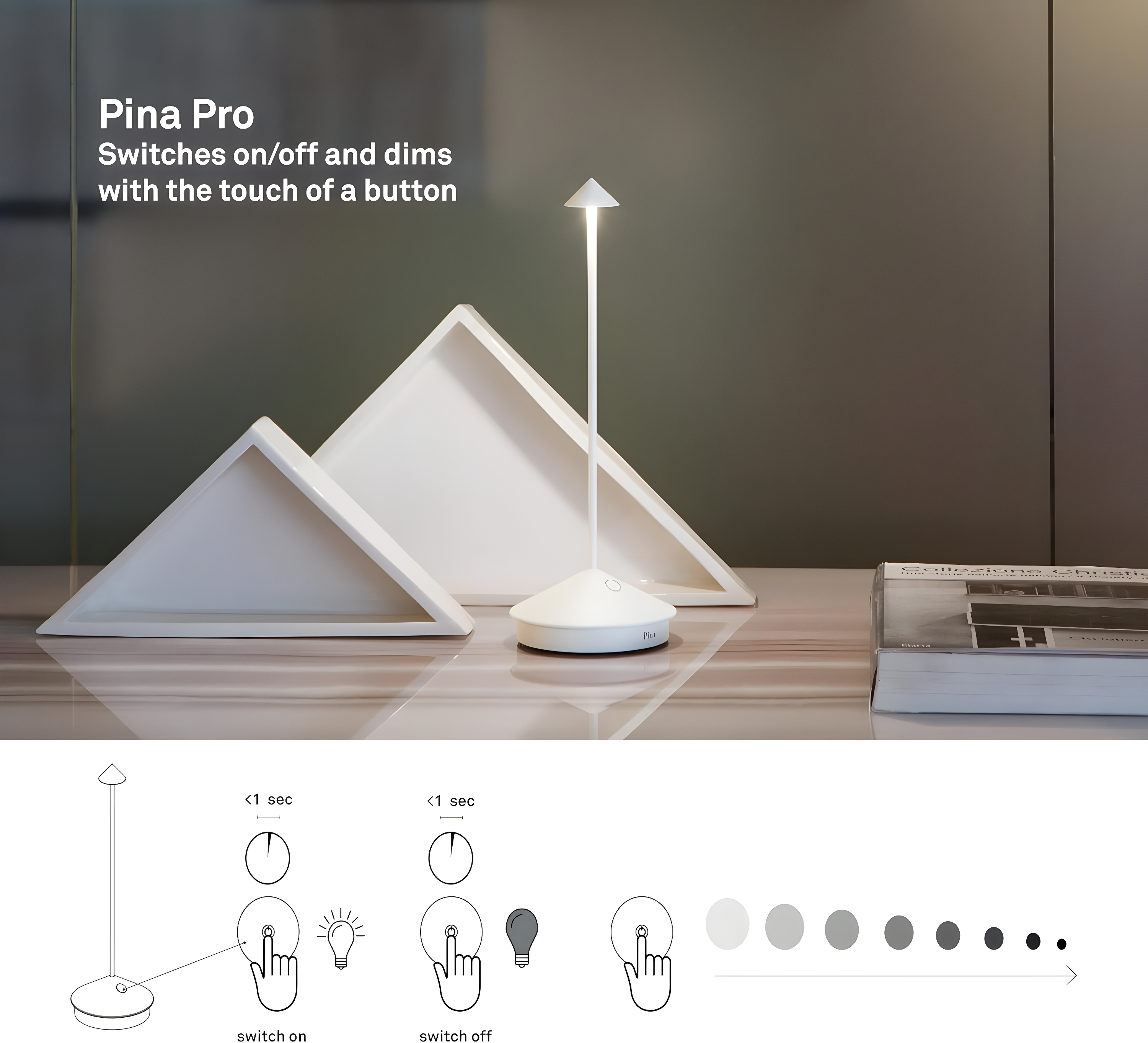 Dark Grey Cordless Touch Outdoor LED Table Lamp