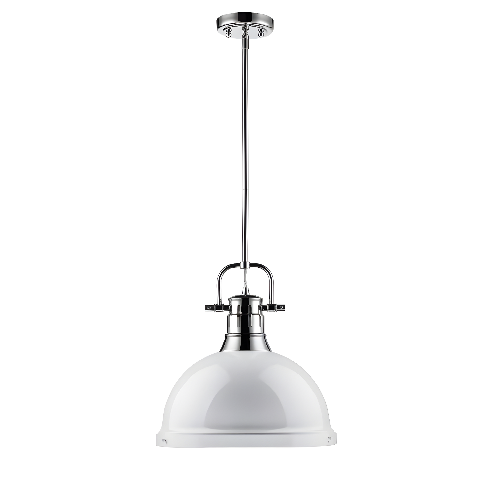 Golden Lighting Duncan 1-Light Large Pendant in Chrome with White