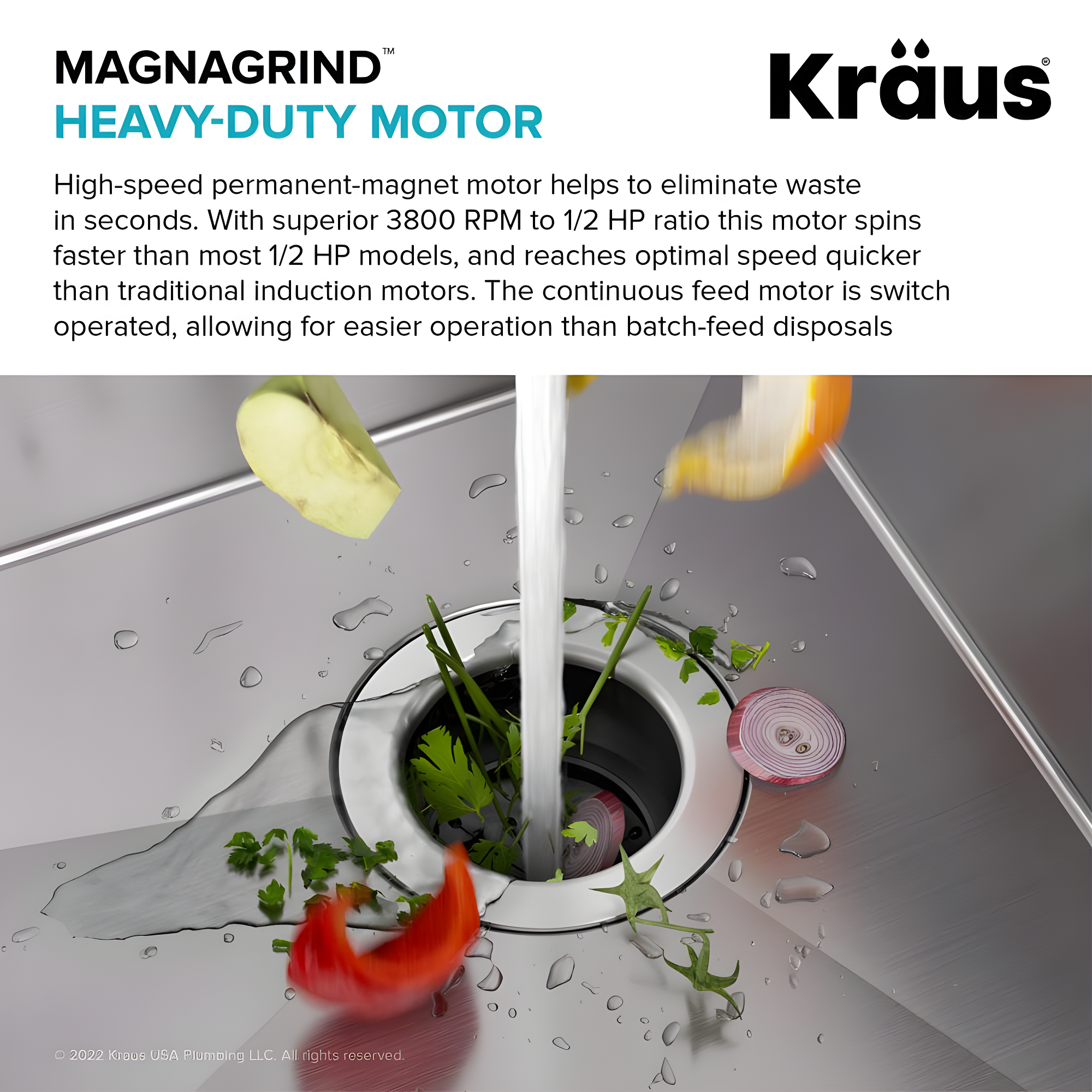 Kraus WasteGuard 1/2 HP Continuous Garbage Disposal