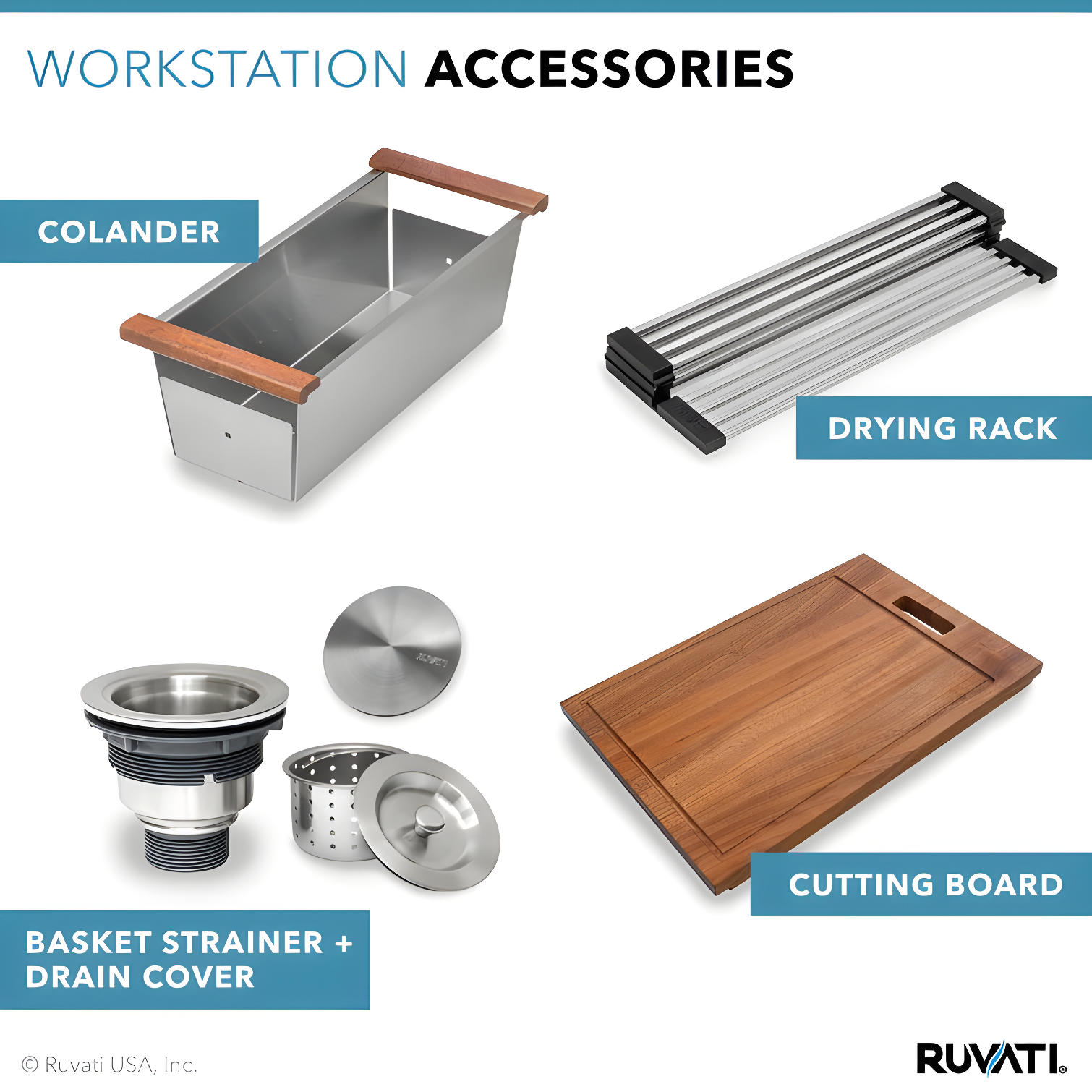 Ruvati Workstation Undermount 16 Gauge Stainless Steel Kitchen Sink Single Bowl