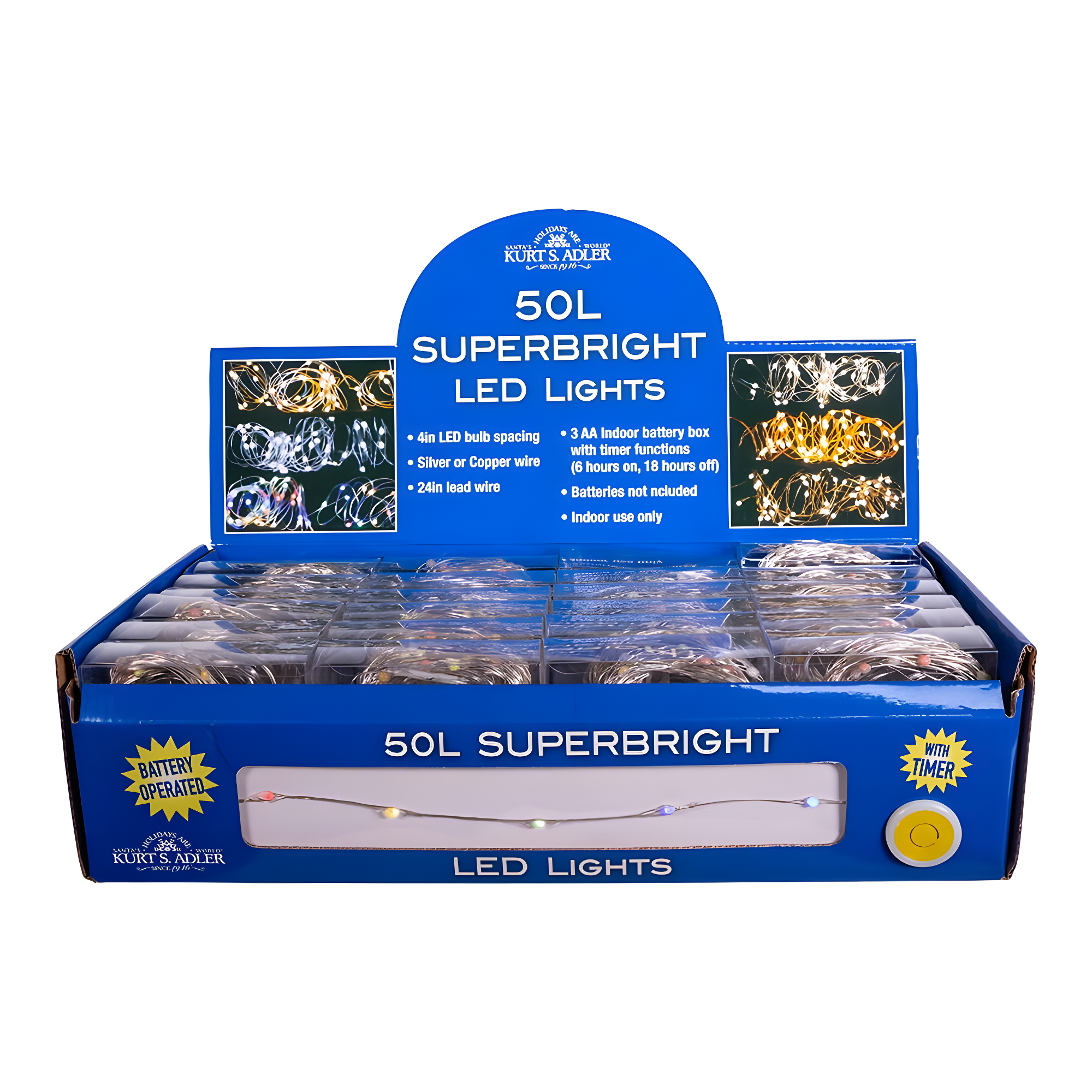 Kurt S. Adler 50-Light Battery-Operated Multi-Color Superbright LED Light Set
