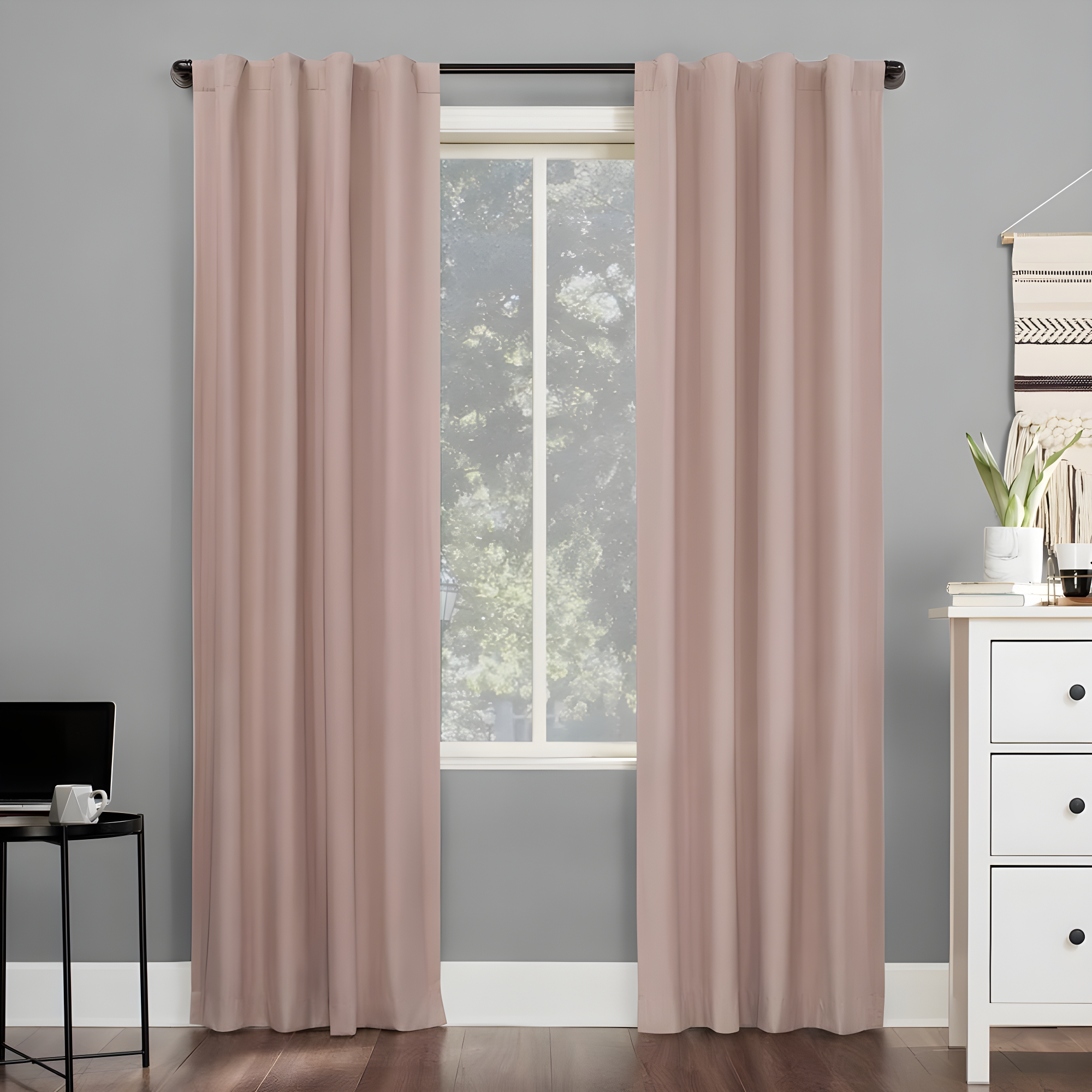 40"x63" Sun Zero 100% Blackout Cyrus Thermal Back Tab Curtain Panel Pink: Modern Solid Polyester Indoor Drapery
