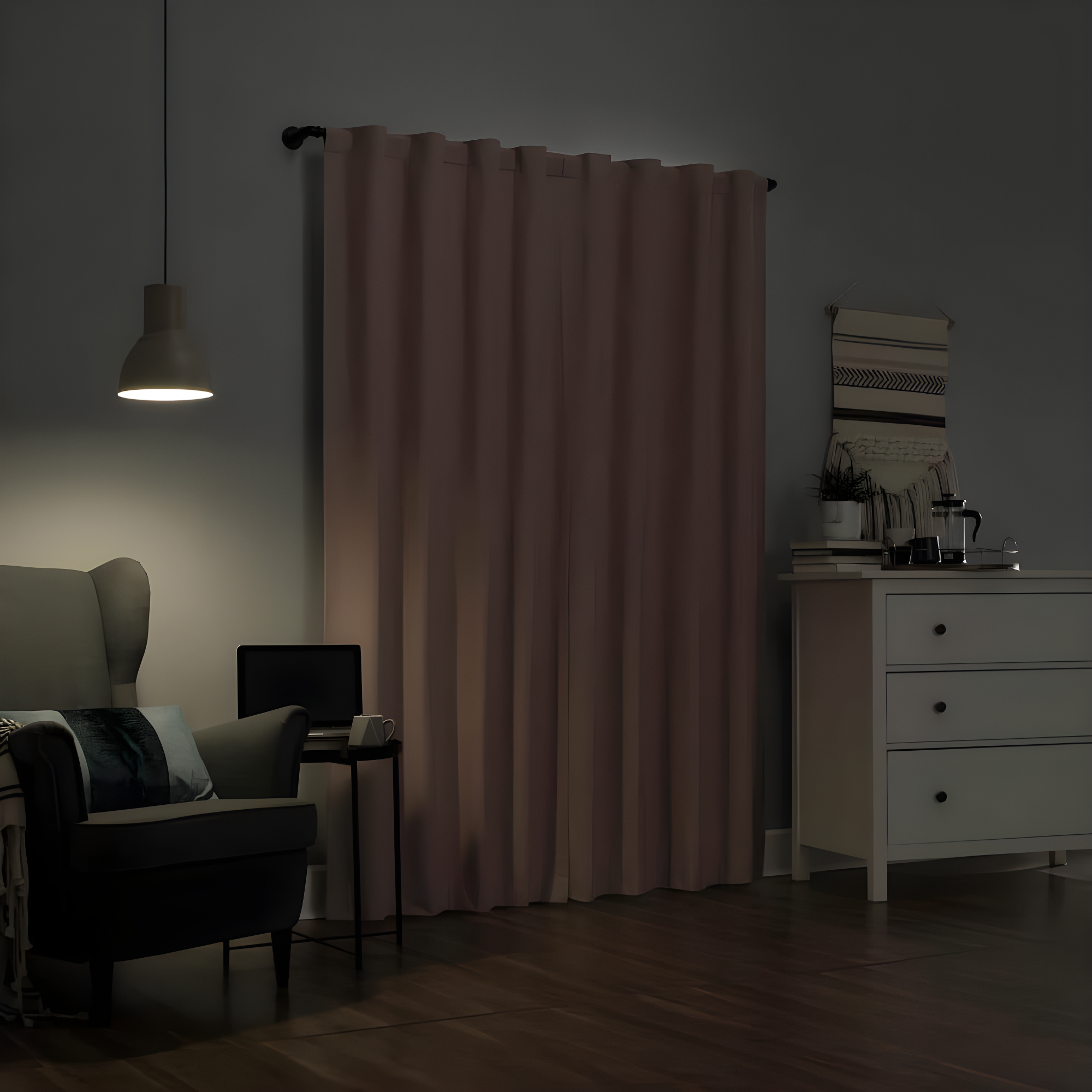 40"x63" Sun Zero 100% Blackout Cyrus Thermal Back Tab Curtain Panel Pink: Modern Solid Polyester Indoor Drapery