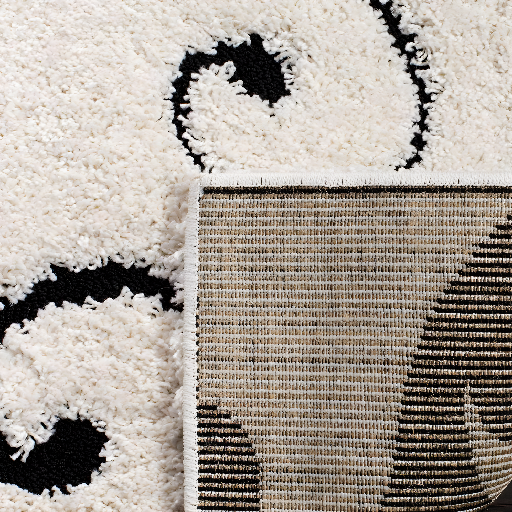 Florida Shag SG455 Power Loomed Indoor Area Rug - Ivory/Black - 6'7"x6'7" - Safavieh.