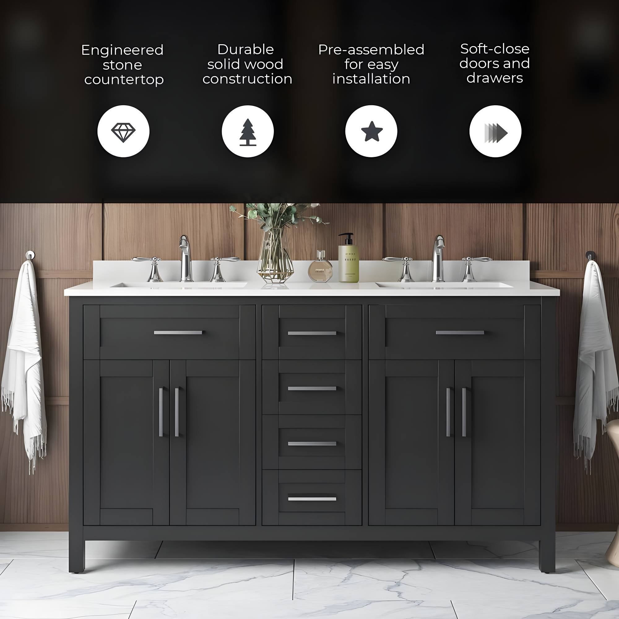OVE Decors Tahoe 60" Double Bathroom Vanity