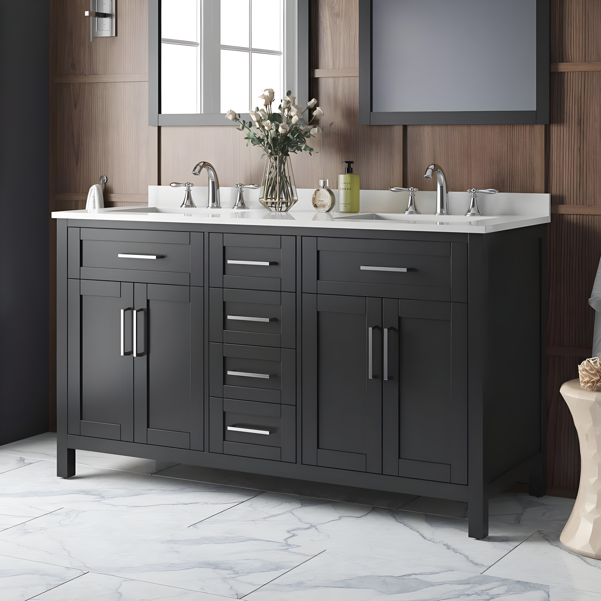OVE Decors Tahoe 60" Double Bathroom Vanity