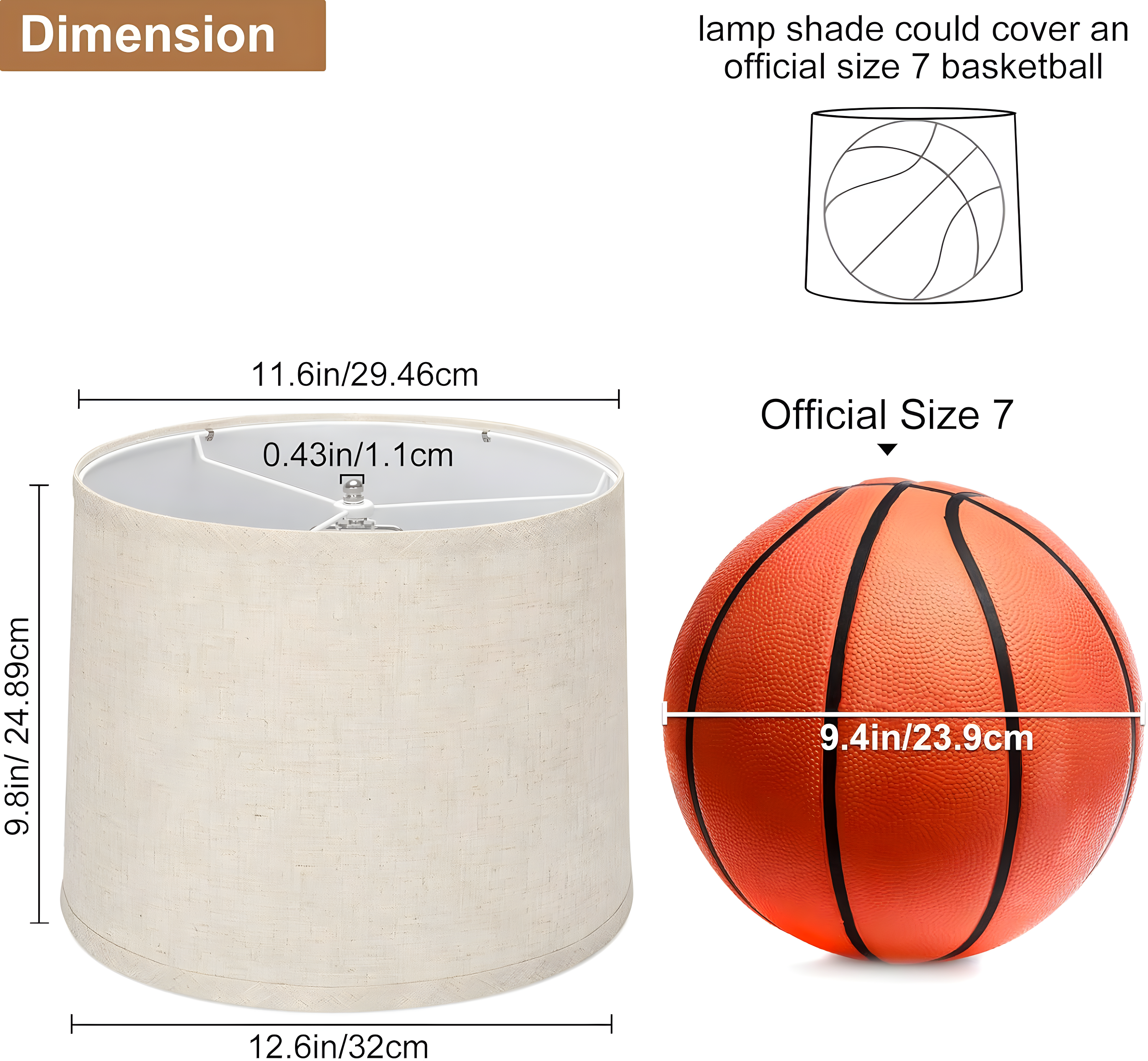 Lamp Shades Set of 2, Drum Lamp Shades for Table Lamps 11.6" Top x 12.6" Bottom x 9.8" High (Spider Fitter), Natural Linen Medium Lampshades for Floor Lamps Bedside Lamps, Beige