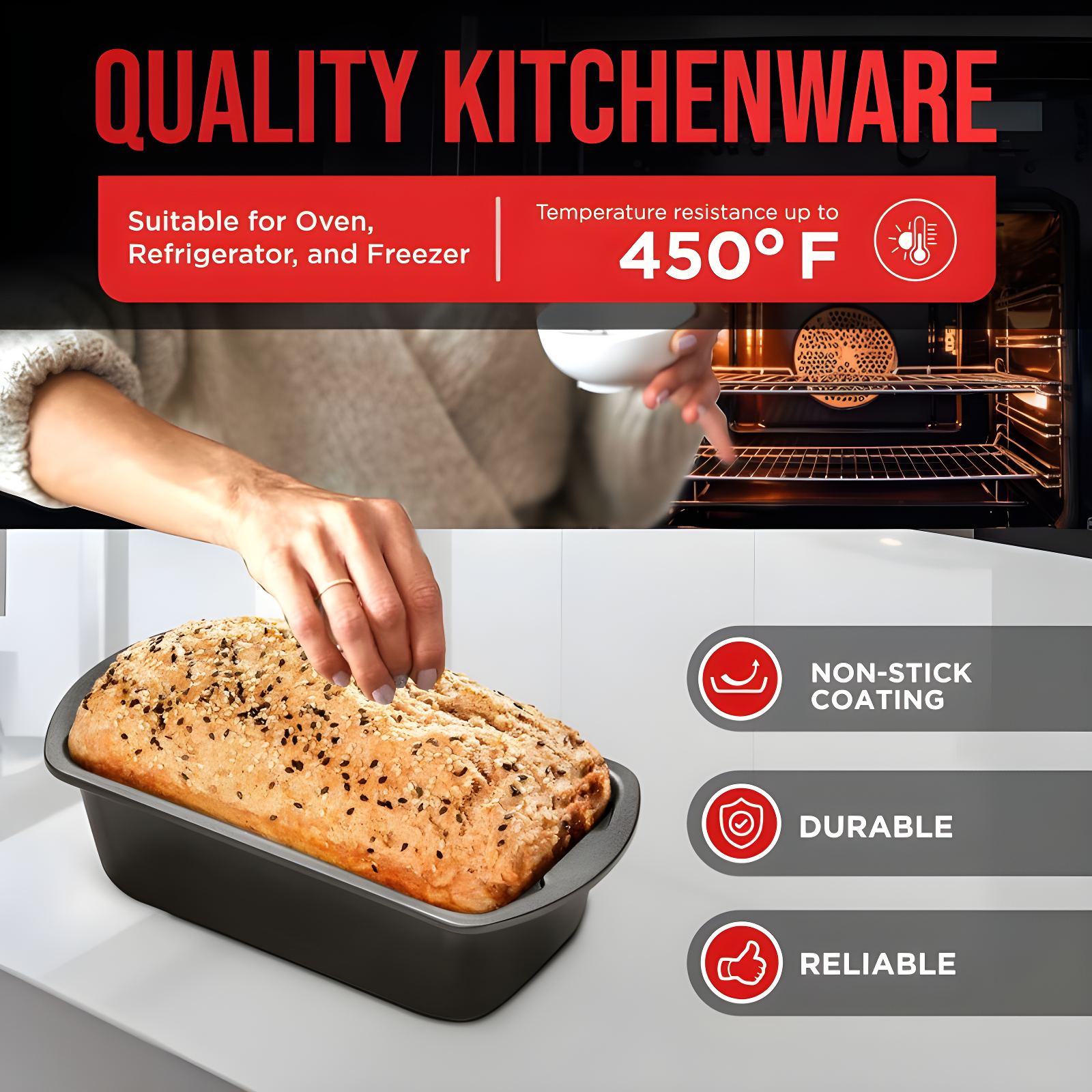 Lifemaster Non-Stick Steel Loaf Pan