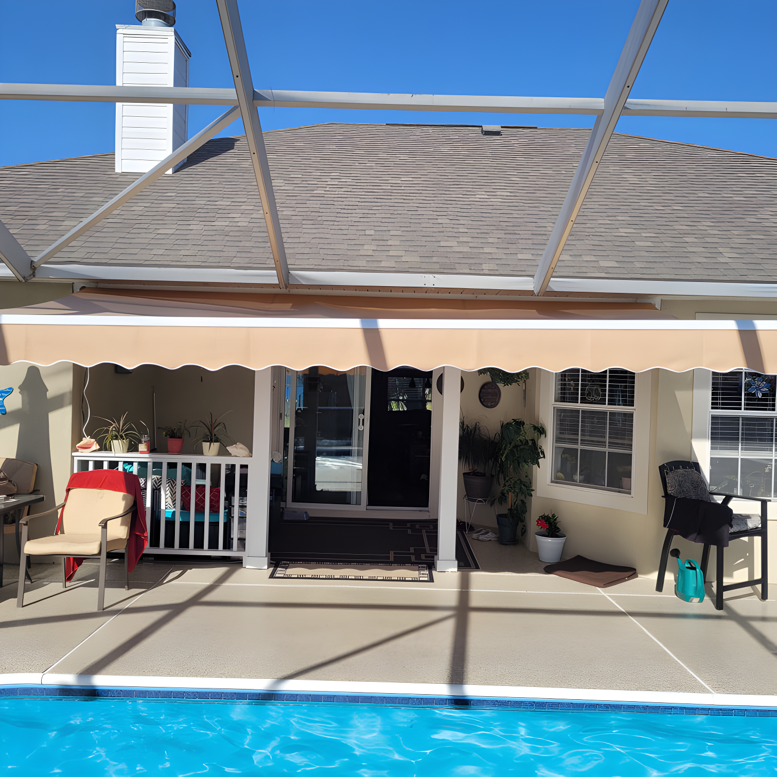Retractable Patio Awning - White Frame