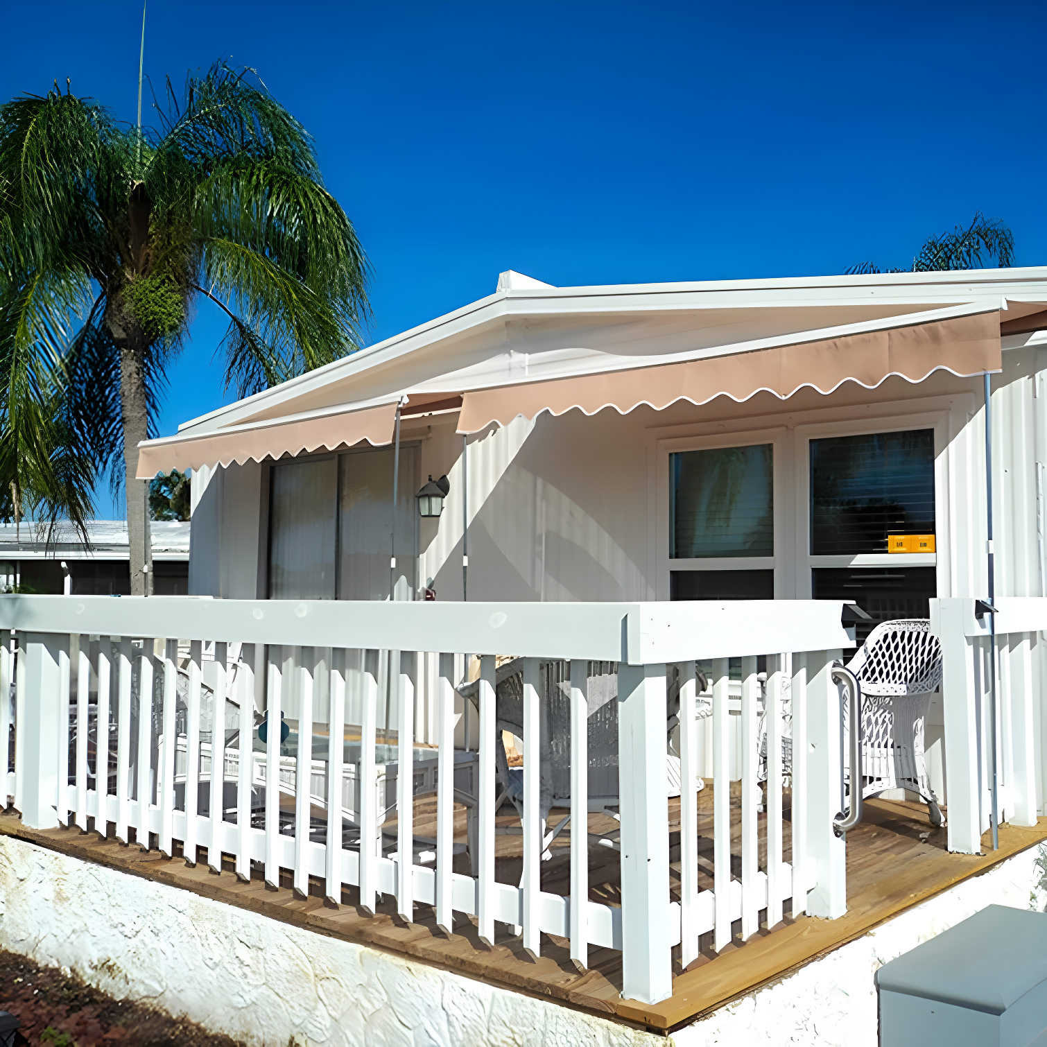 Retractable Patio Awning - White Frame