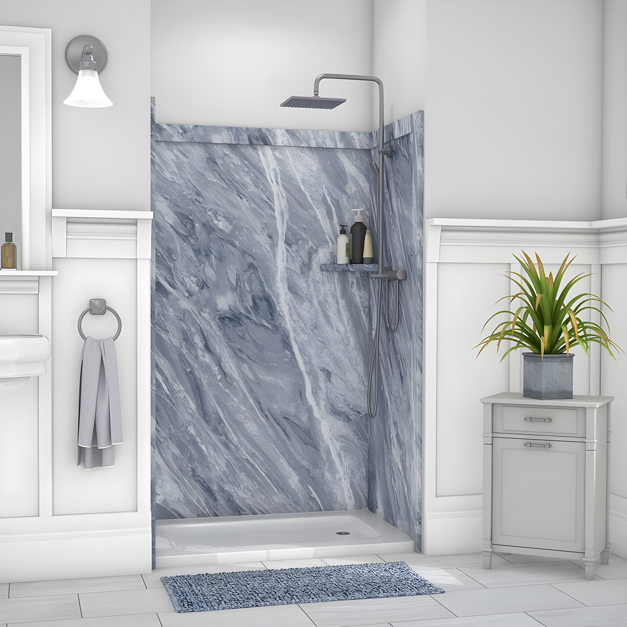 FlexStone Elegance 3-Panel 48"W x 36"D x 80"H Alcove Shower Surround